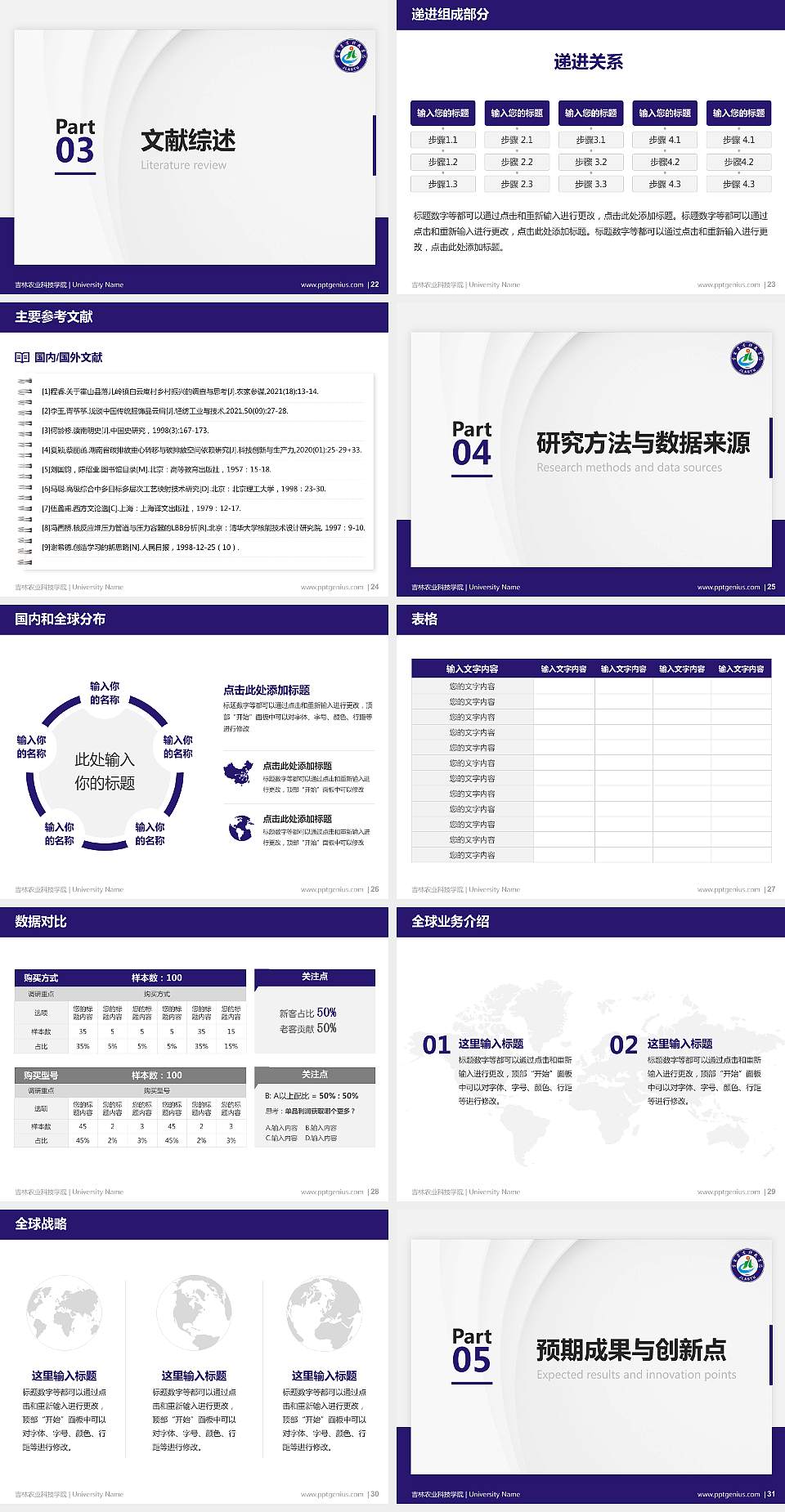 吉林农业科技学院硕士研究生/本科生毕业论文答辩/开题报告通用PPT模板下载4:3格式幻灯片预览图4