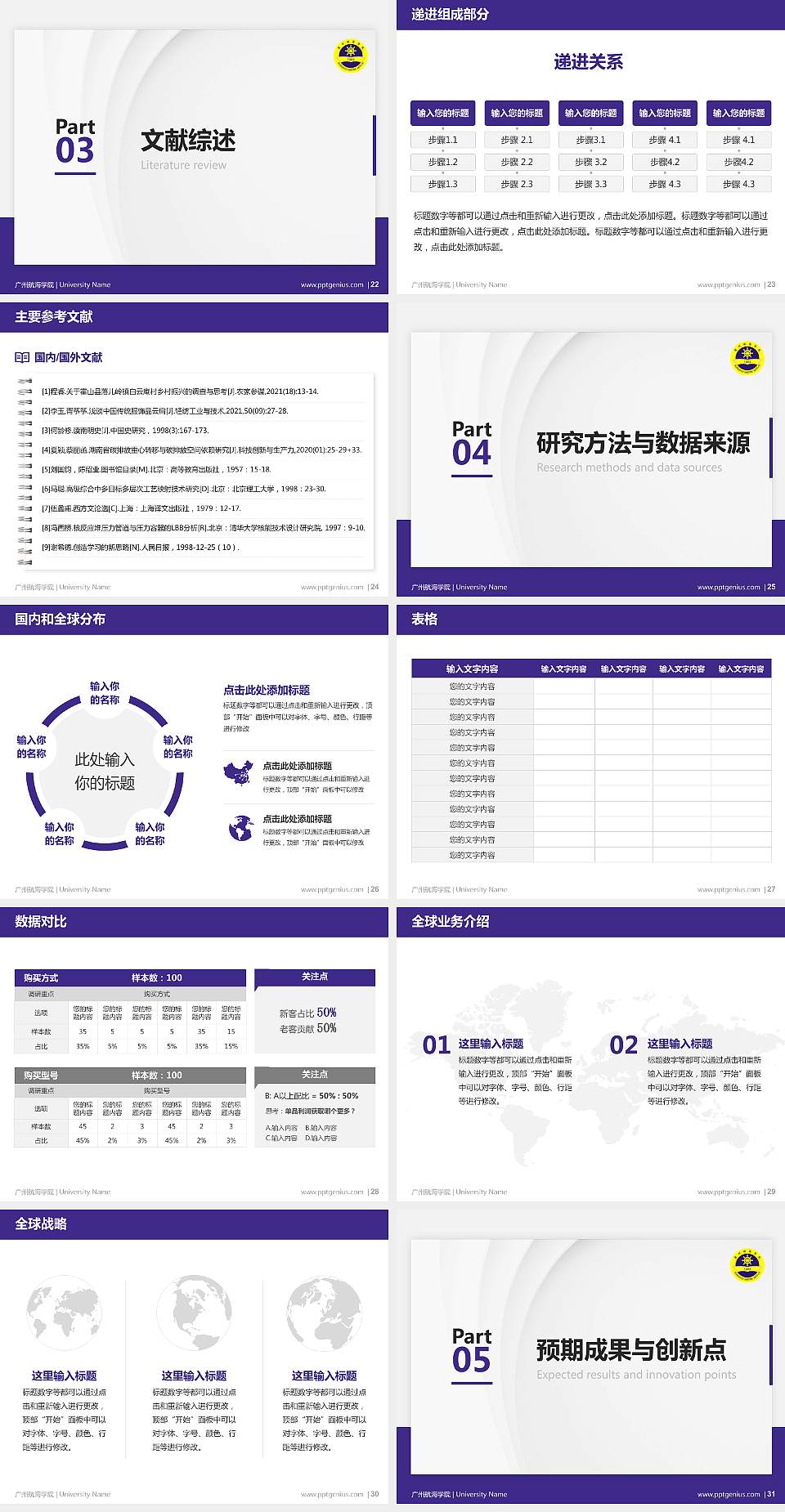 广州航海学院硕士研究生/本科生毕业论文答辩/开题报告通用PPT模板下载4:3格式幻灯片预览图4