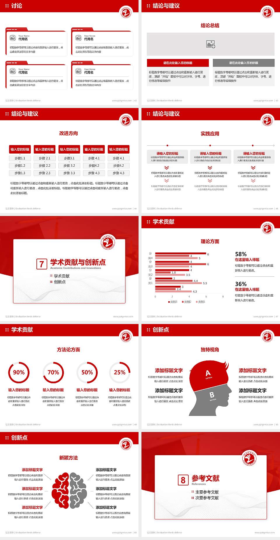 烟台职业学院论文答辩标准PPT模板4:3格式幻灯片预览图6