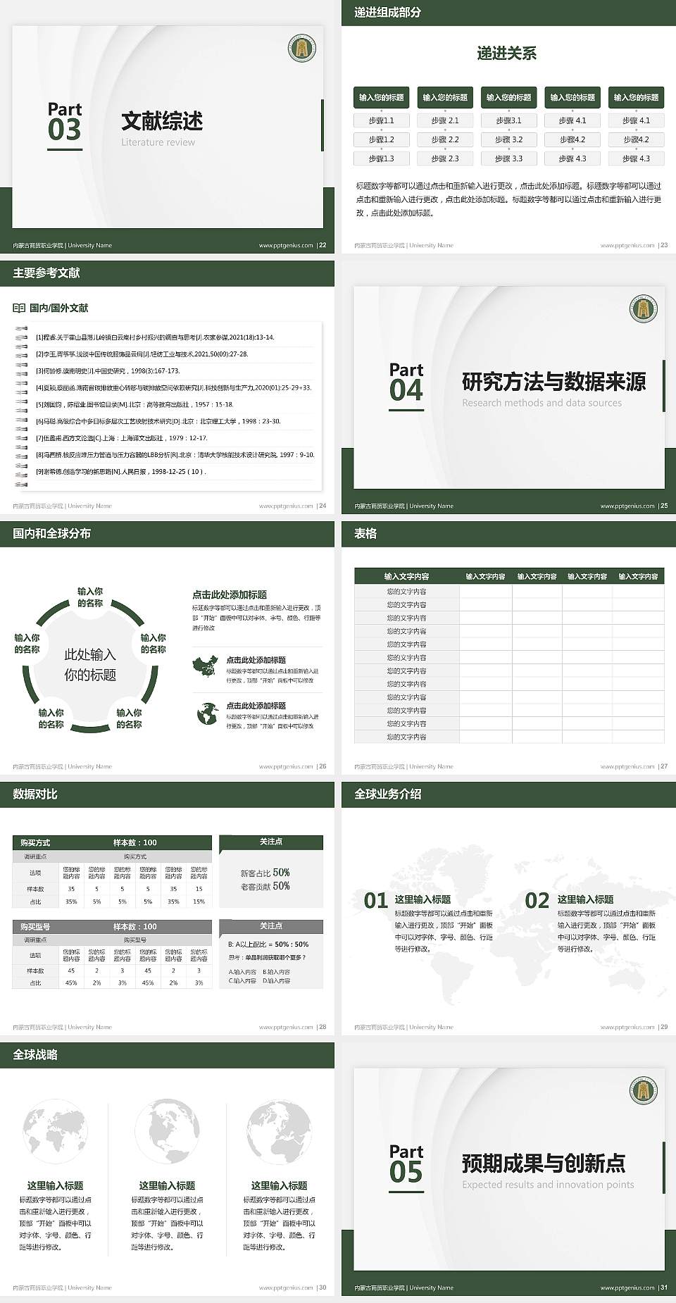 内蒙古商贸职业学院硕士研究生/本科生毕业论文答辩/开题报告通用PPT模板下载4:3格式幻灯片预览图4