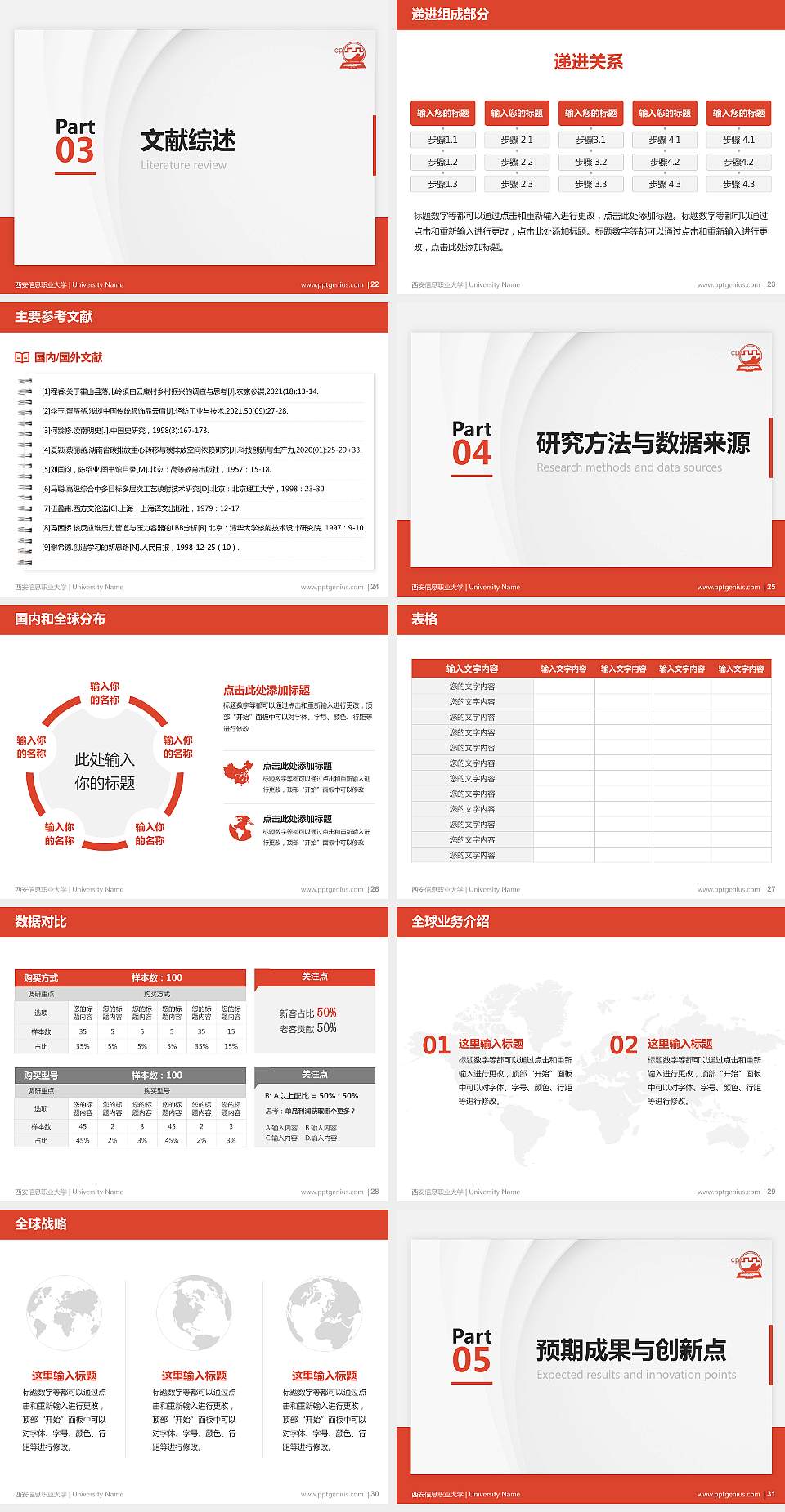 西安信息职业大学硕士研究生/本科生毕业论文答辩/开题报告通用PPT模板下载4:3格式幻灯片预览图4