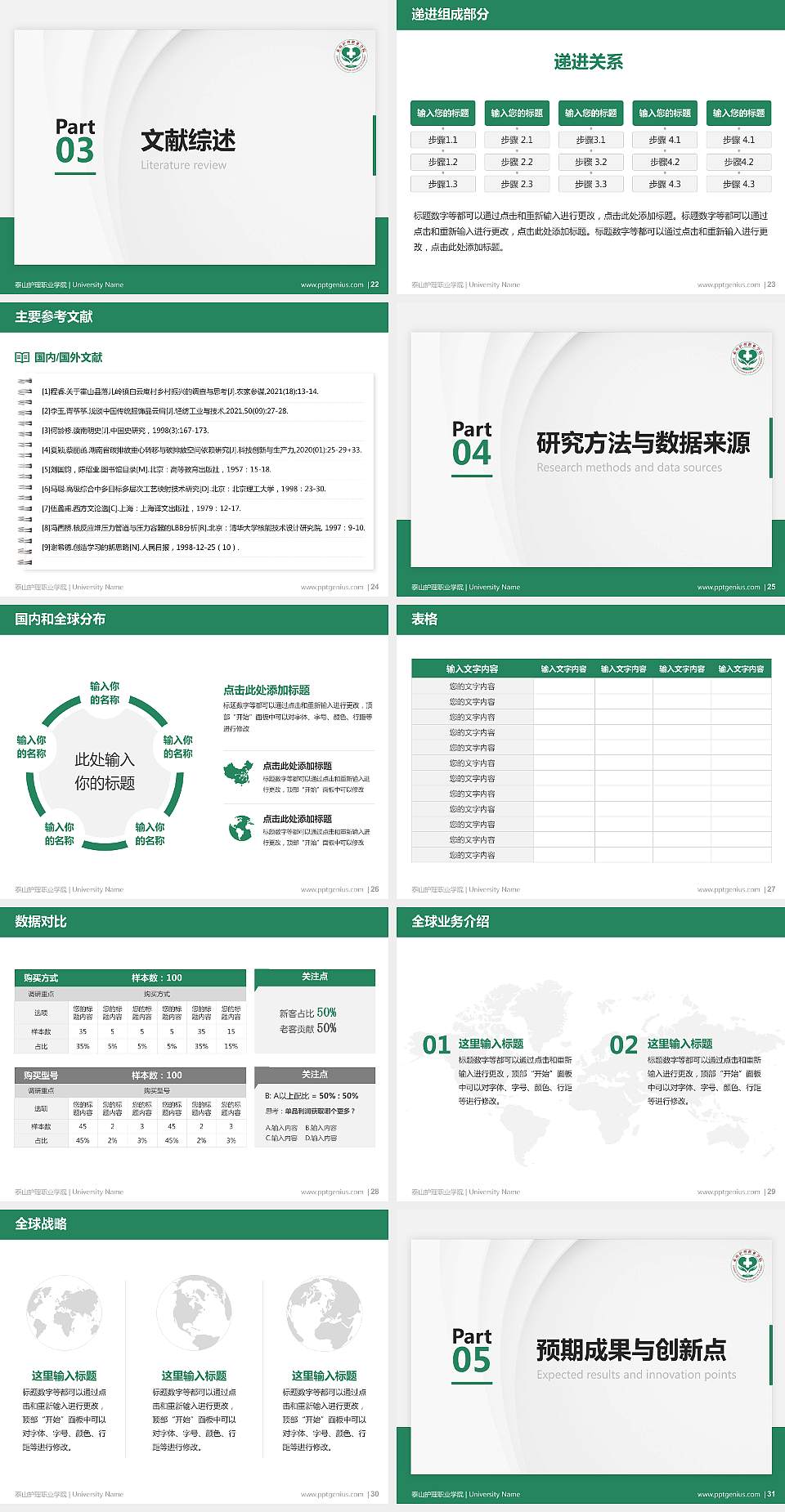 泰山护理职业学院硕士研究生/本科生毕业论文答辩/开题报告通用PPT模板下载4:3格式幻灯片预览图4