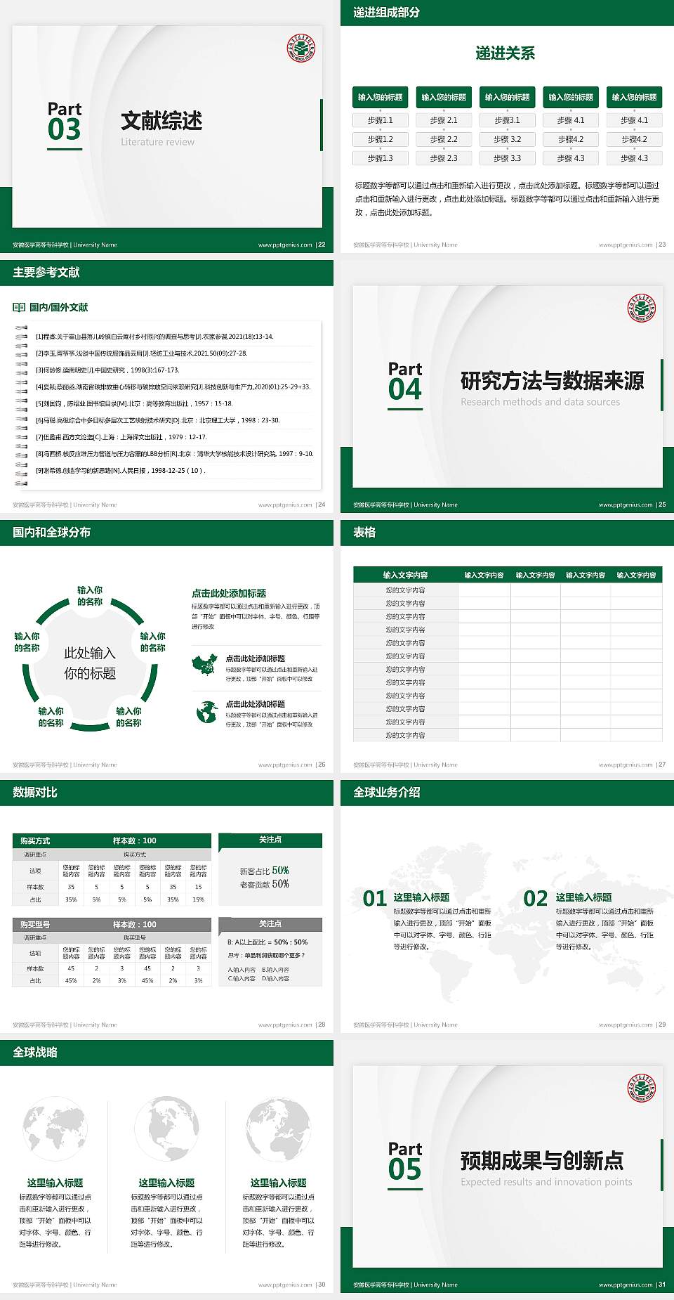 安徽医学高等专科学校硕士研究生/本科生毕业论文答辩/开题报告通用PPT模板下载4:3格式幻灯片预览图4