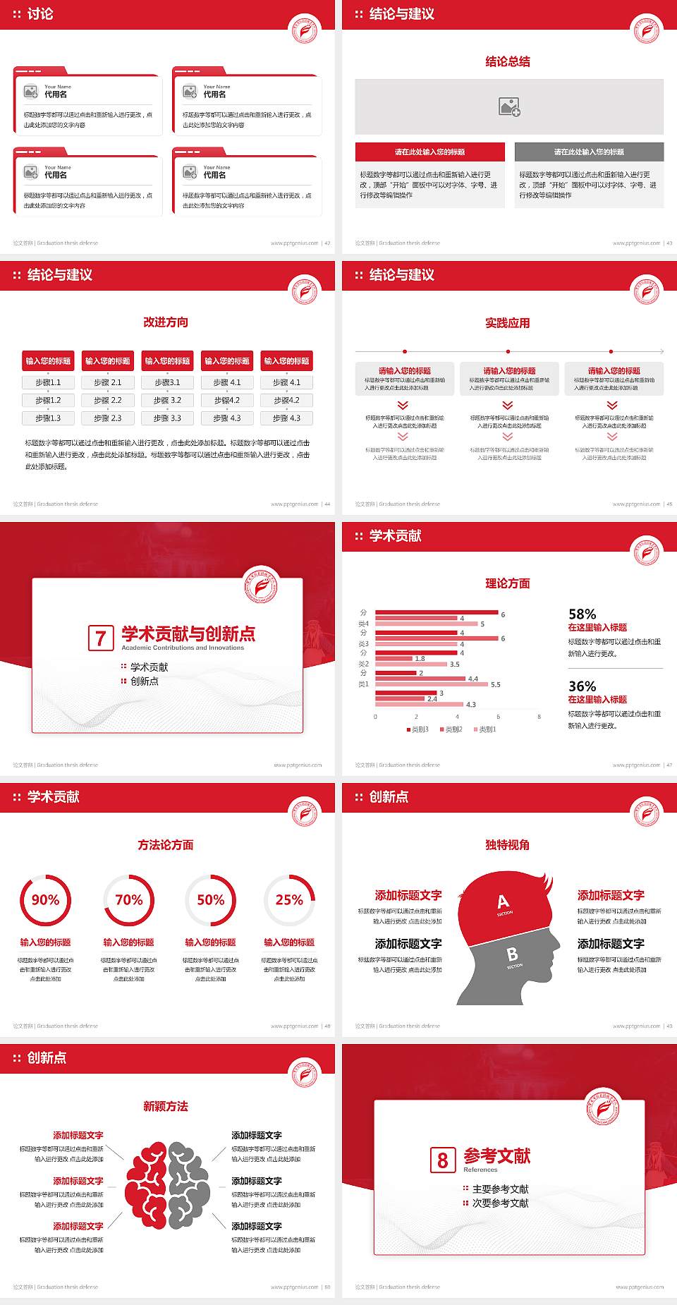 广东舞蹈戏剧职业学院论文答辩标准PPT模板4:3格式幻灯片预览图6
