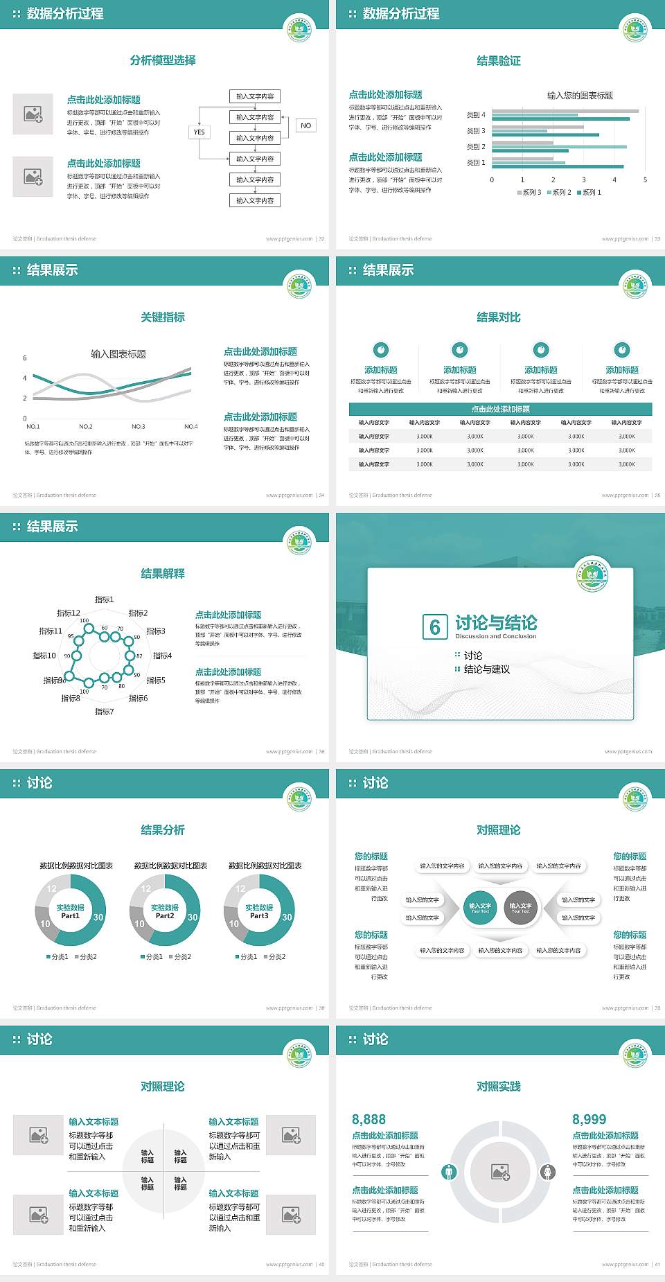 内江卫生与健康职业学院论文答辩标准PPT模板4:3格式幻灯片预览图5