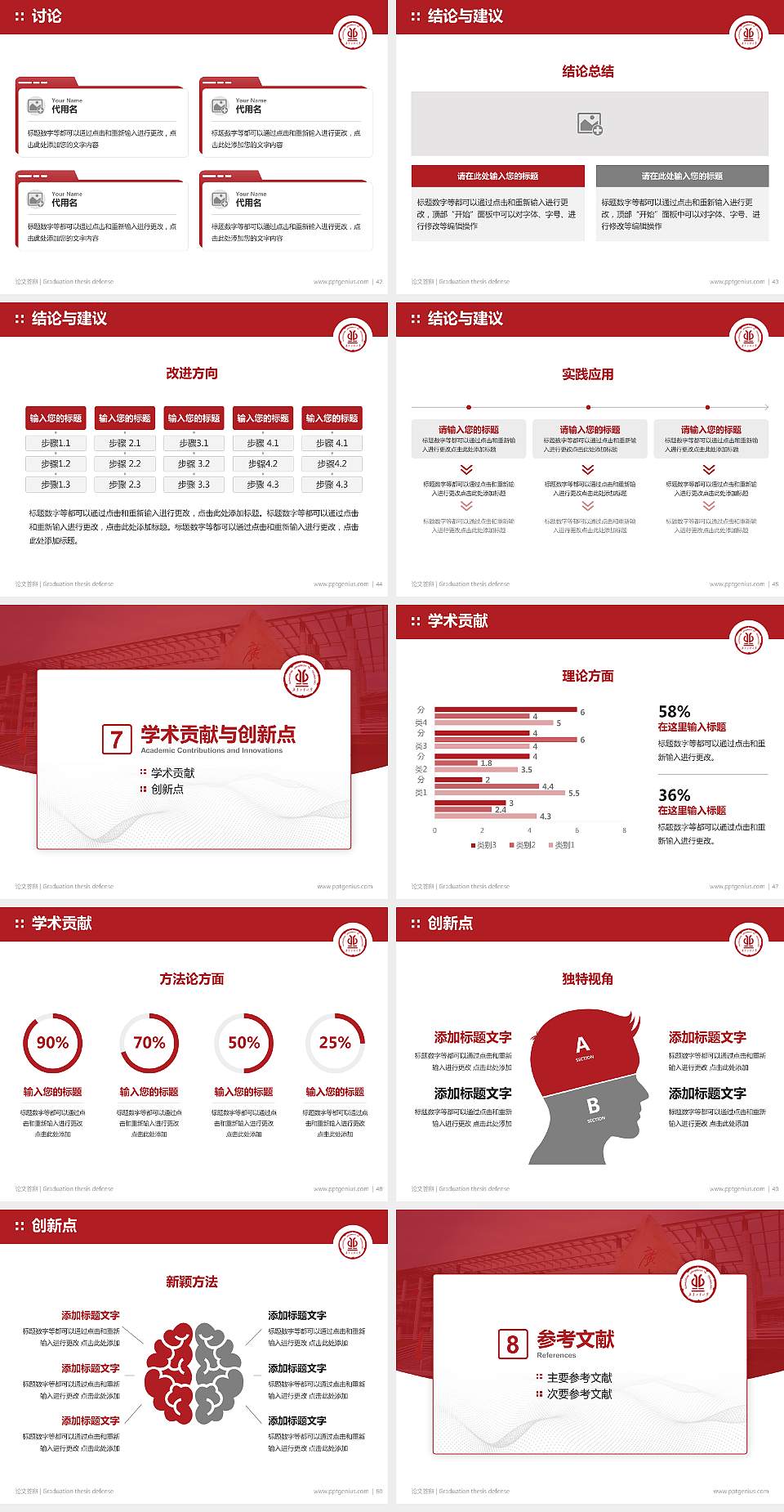 广东工业大学论文答辩标准PPT模板4:3格式幻灯片预览图6