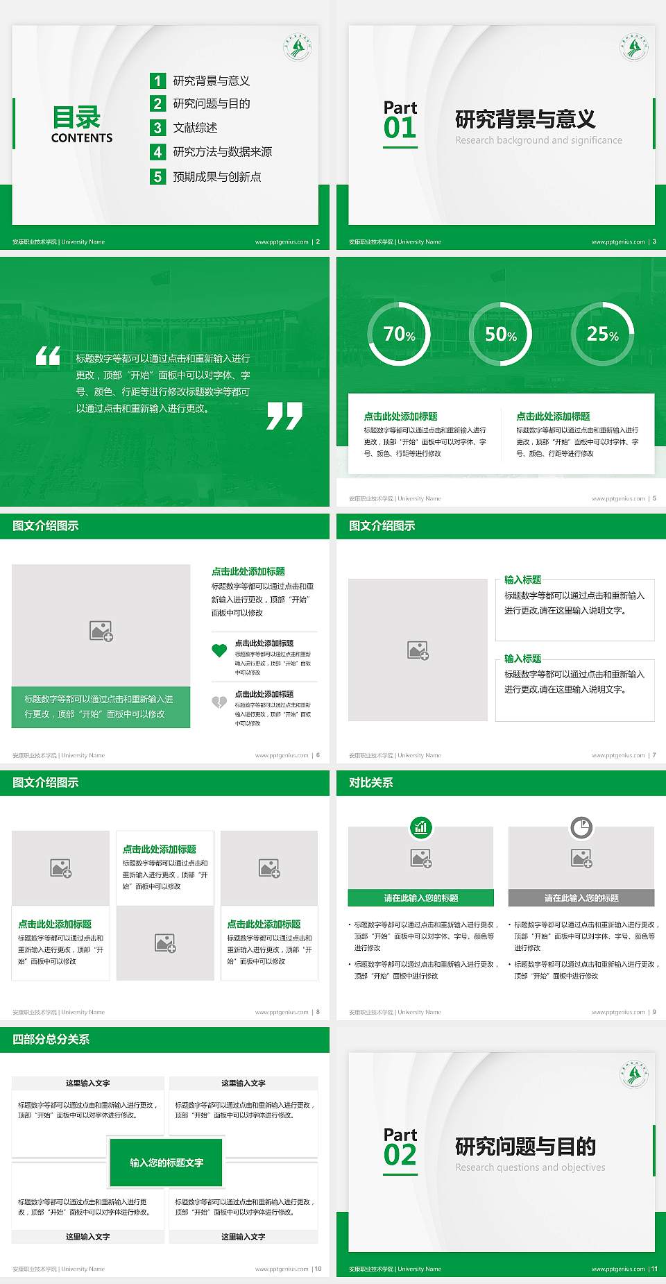 安康职业技术学院硕士研究生/本科生毕业论文答辩/开题报告通用PPT模板下载4:3格式幻灯片预览图2