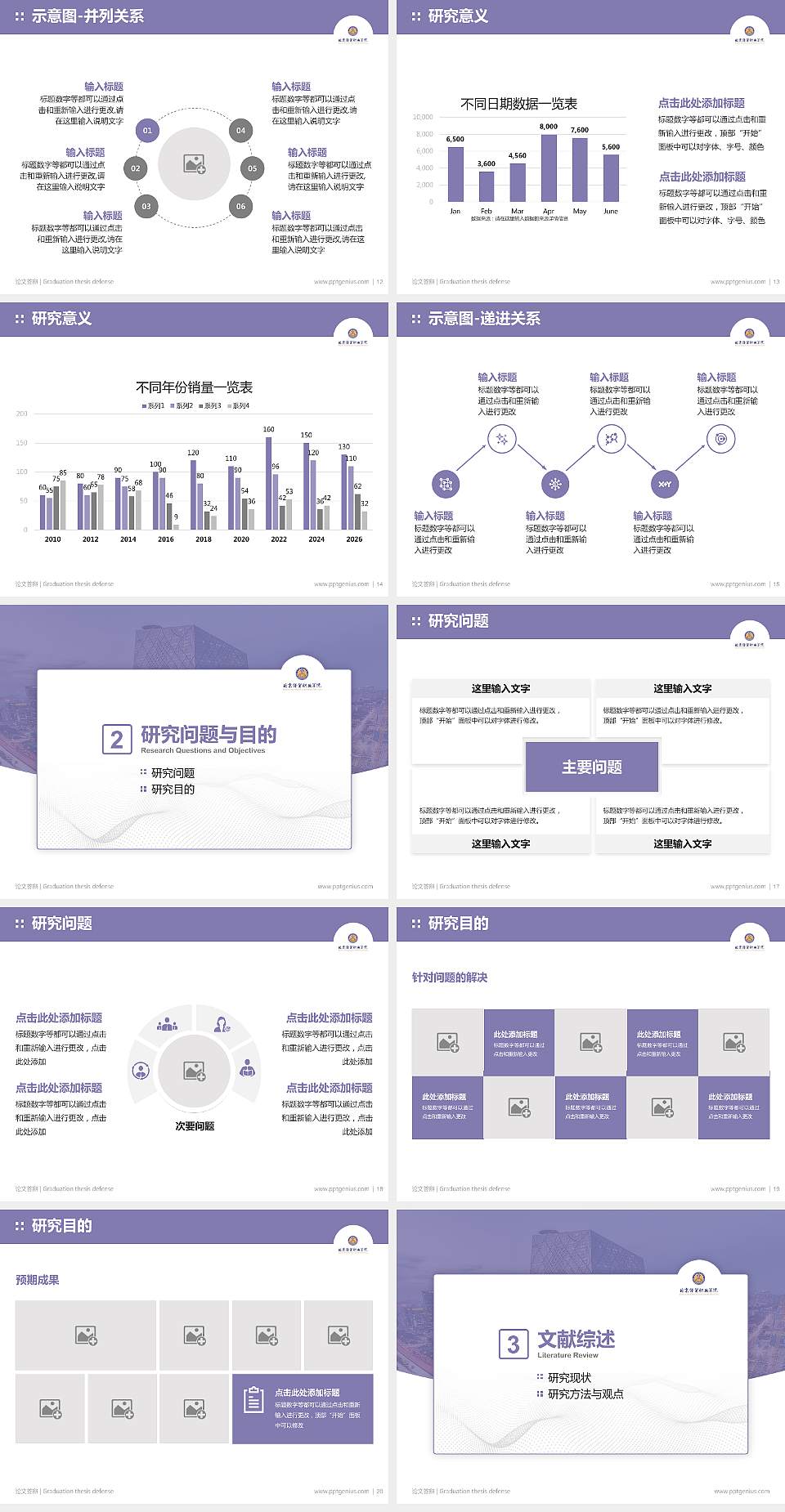 北京经贸职业学院论文答辩标准PPT模板4:3格式幻灯片预览图3
