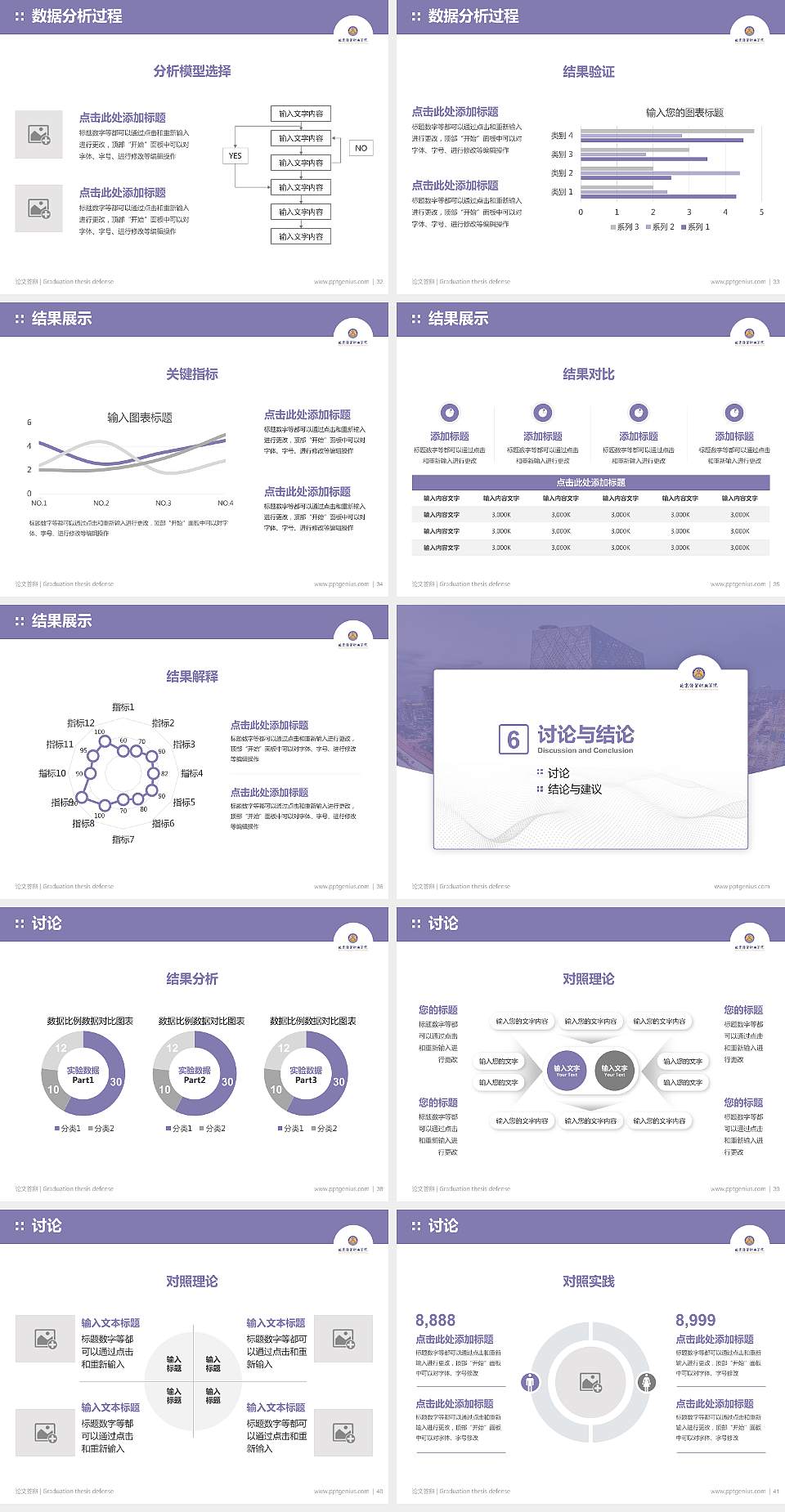 北京经贸职业学院论文答辩标准PPT模板4:3格式幻灯片预览图5