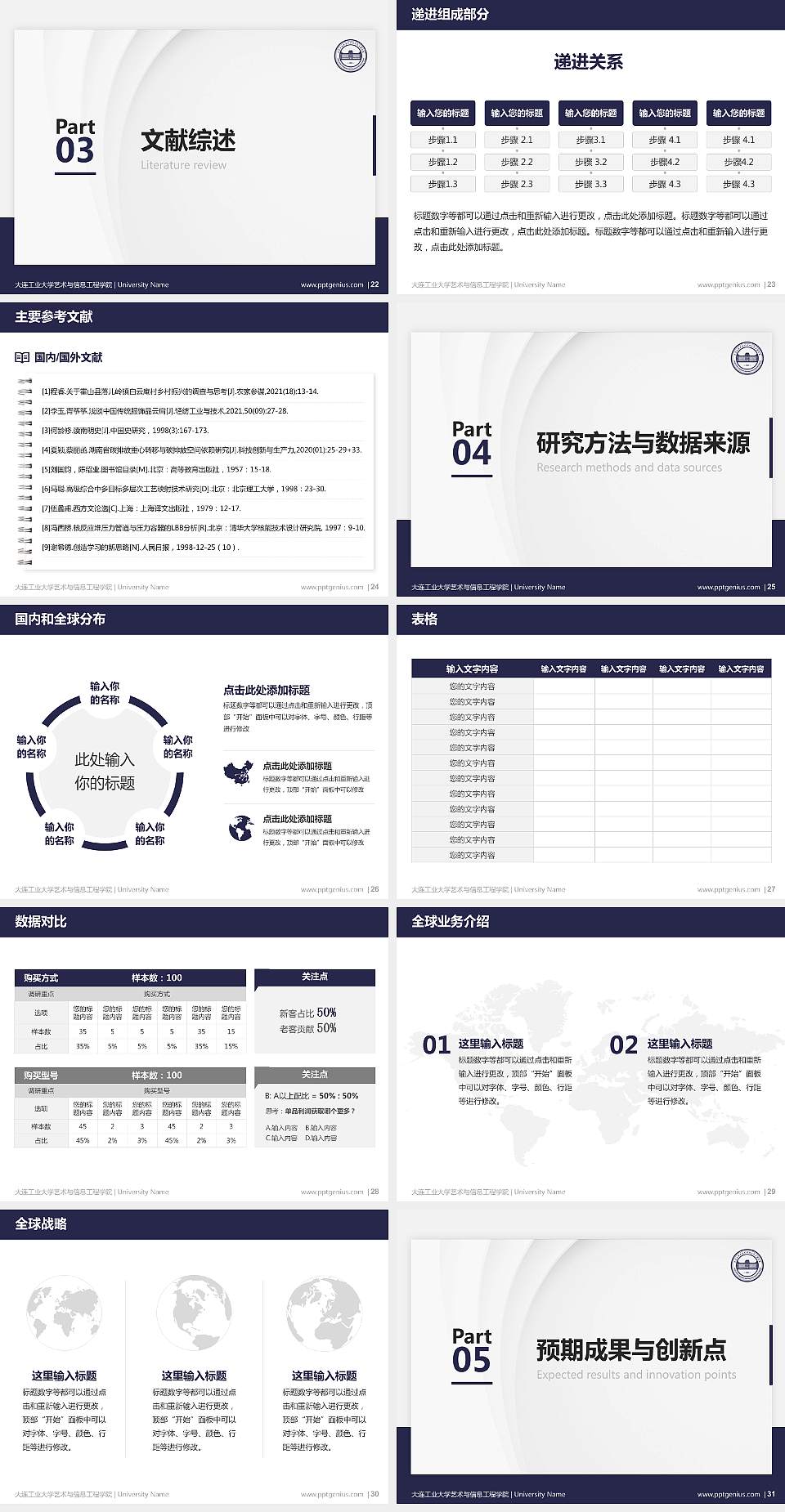 大连工业大学艺术与信息工程学院硕士研究生/本科生毕业论文答辩/开题报告通用PPT模板下载4:3格式幻灯片预览图4
