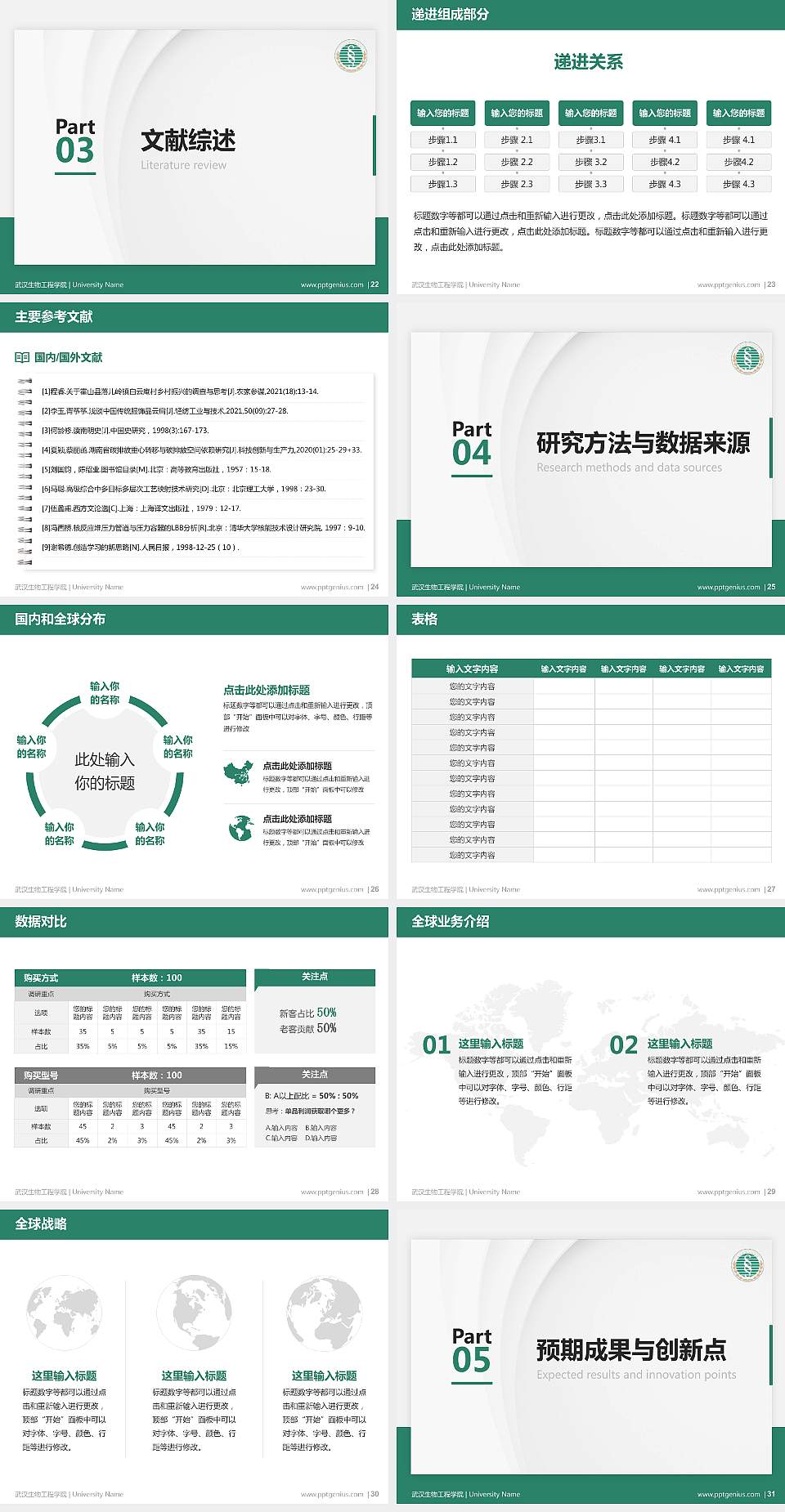 武汉生物工程学院硕士研究生/本科生毕业论文答辩/开题报告通用PPT模板下载4:3格式幻灯片预览图4
