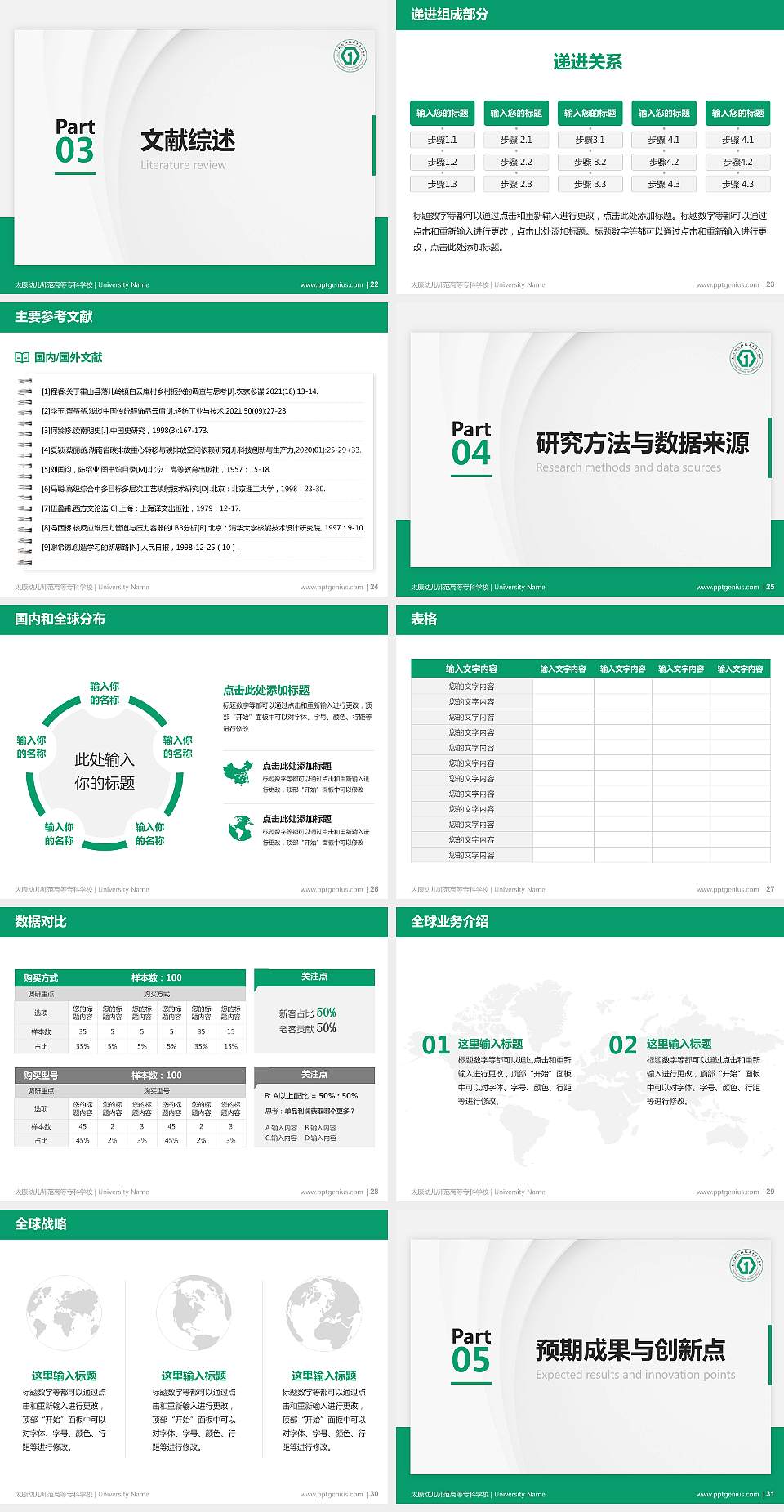 太原幼儿师范高等专科学校硕士研究生/本科生毕业论文答辩/开题报告通用PPT模板下载4:3格式幻灯片预览图4