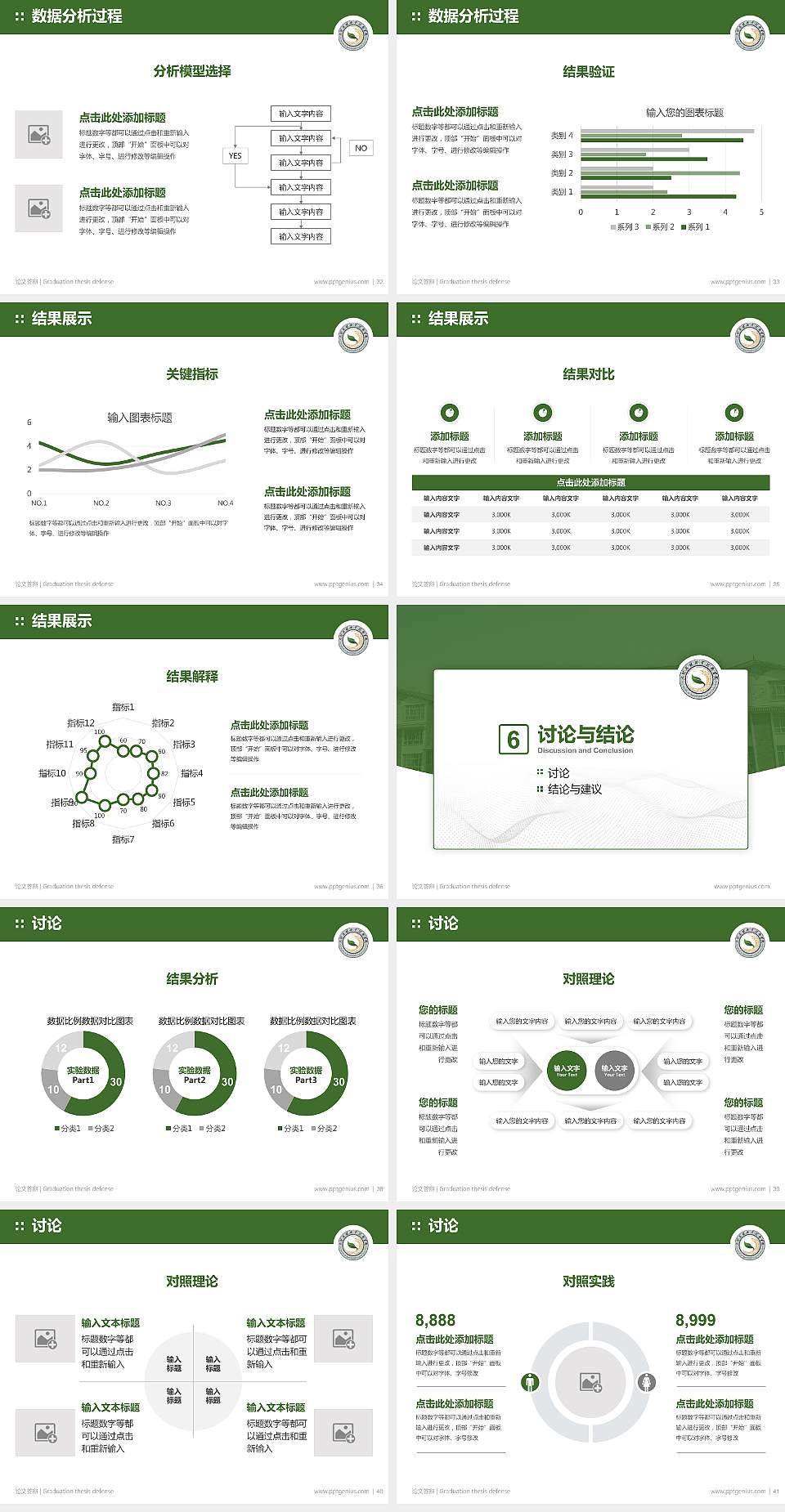 大理农林职业技术学院论文答辩标准PPT模板4:3格式幻灯片预览图5