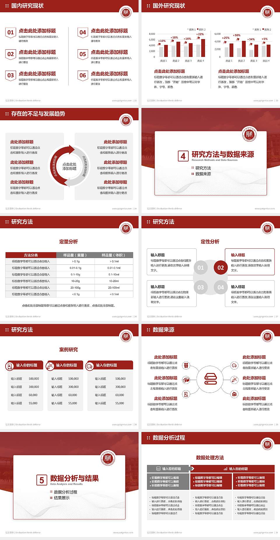 天津师范大学论文答辩标准PPT模板4:3格式幻灯片预览图4