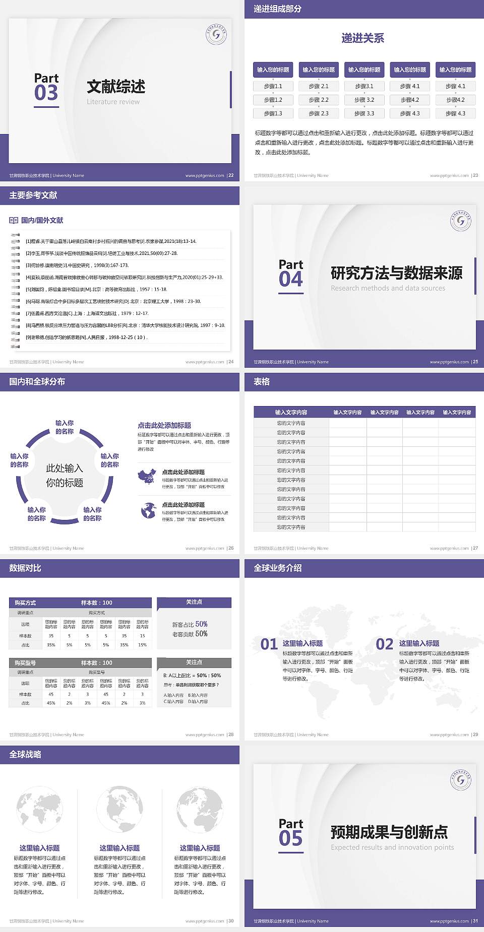 甘肃钢铁职业技术学院硕士研究生/本科生毕业论文答辩/开题报告通用PPT模板下载4:3格式幻灯片预览图4