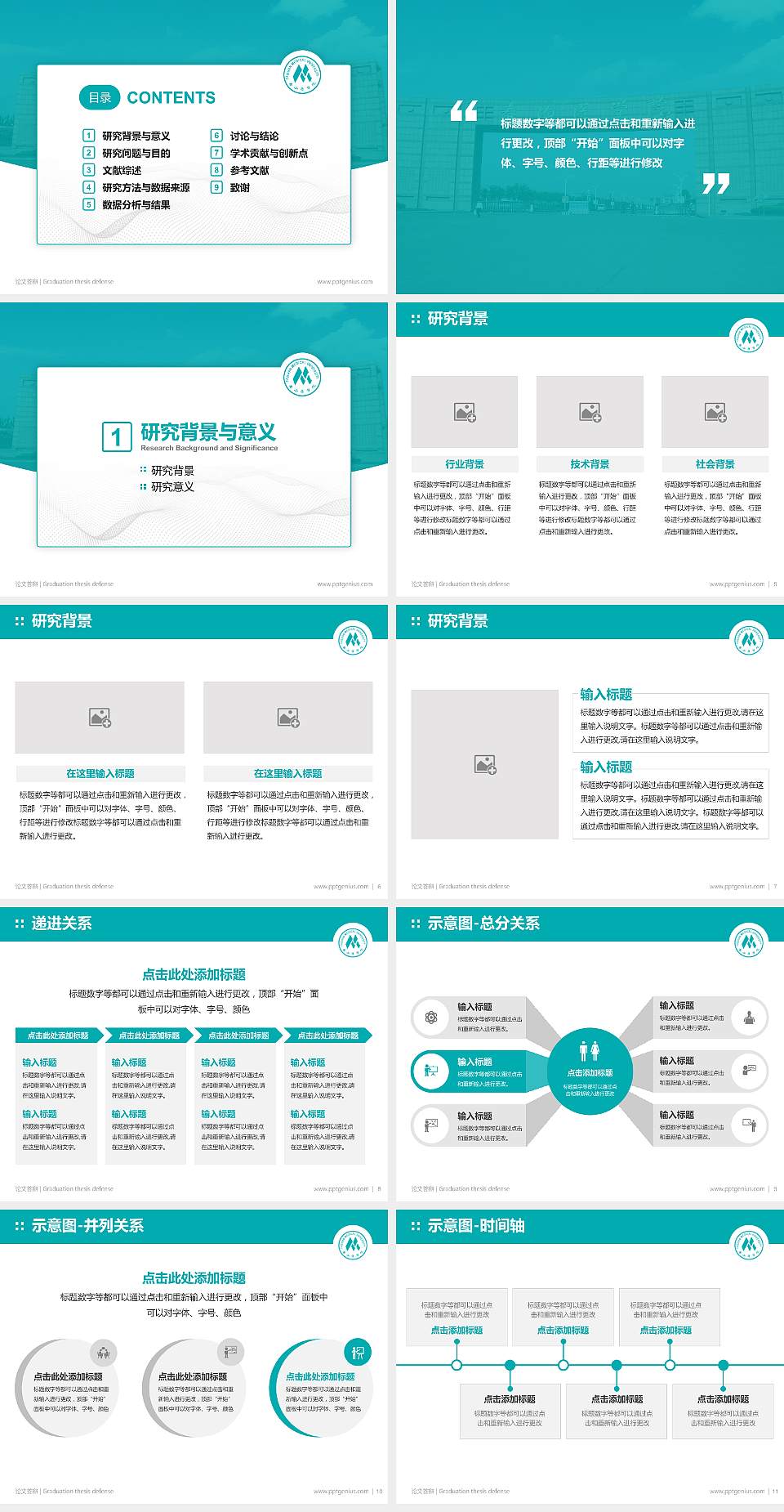 泰山医学院论文答辩标准PPT模板4:3格式幻灯片预览图2