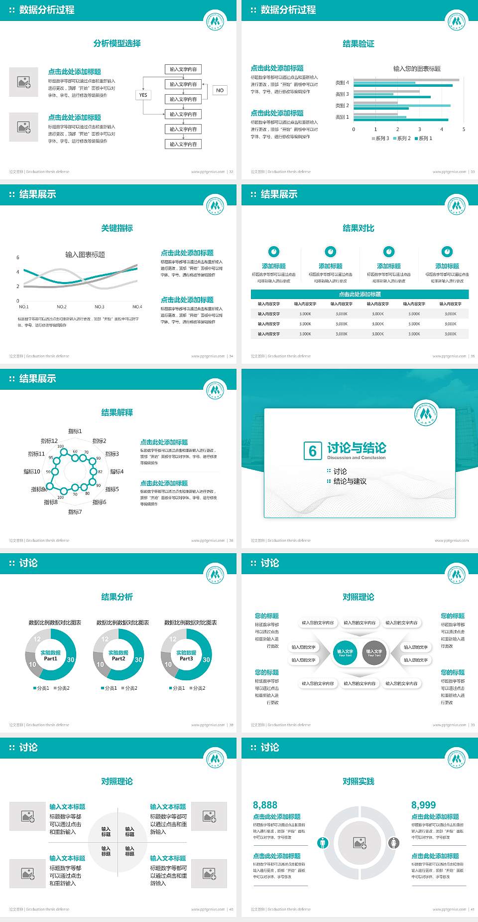 泰山医学院论文答辩标准PPT模板4:3格式幻灯片预览图5