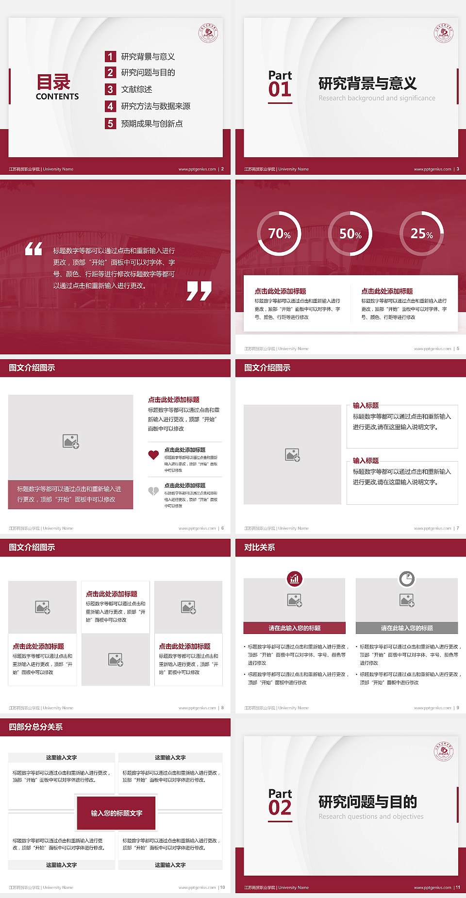 江苏商贸职业学院硕士研究生/本科生毕业论文答辩/开题报告通用PPT模板下载4:3格式幻灯片预览图2