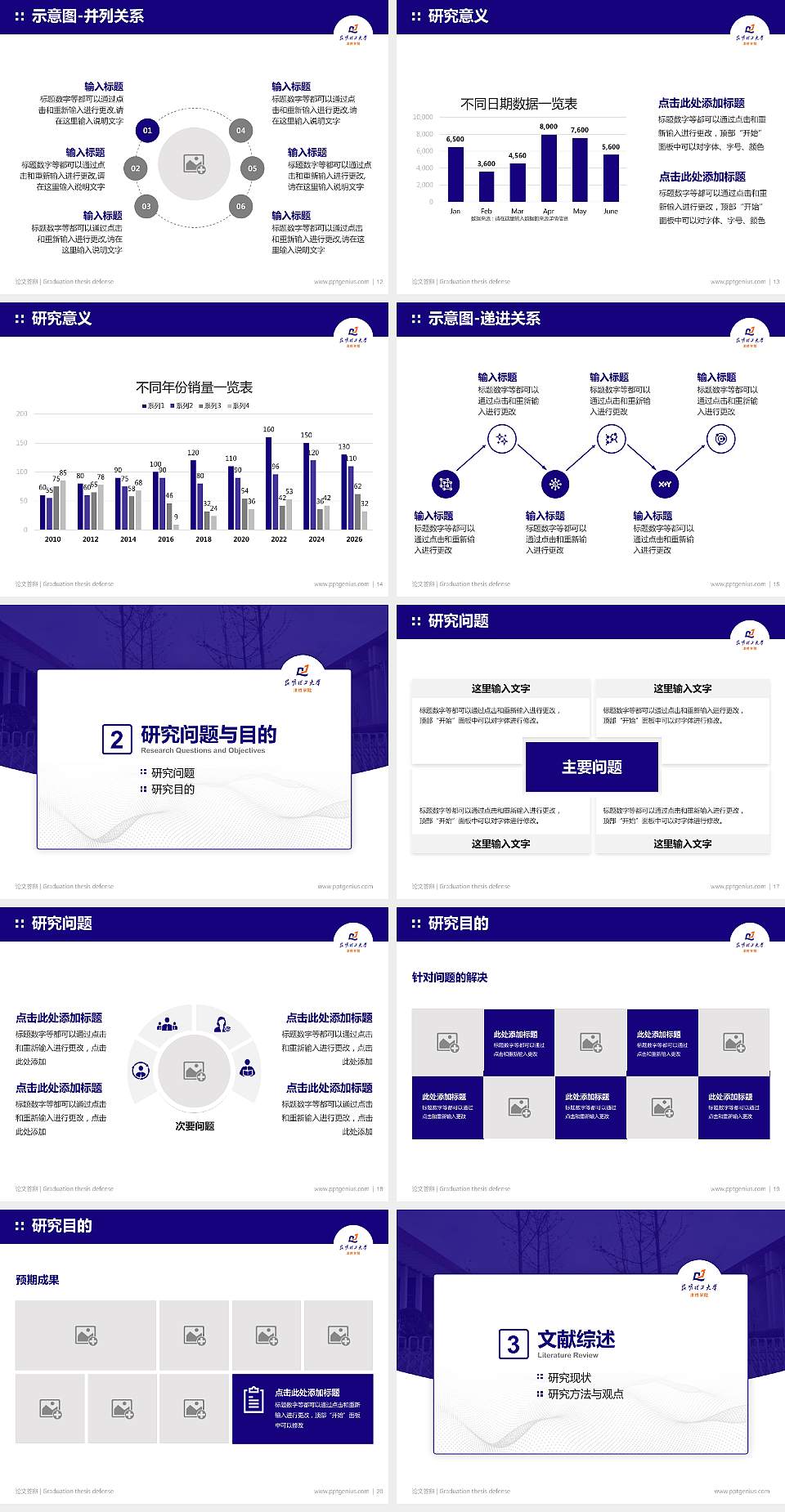 昆明理工大学津桥学院论文答辩标准PPT模板4:3格式幻灯片预览图3