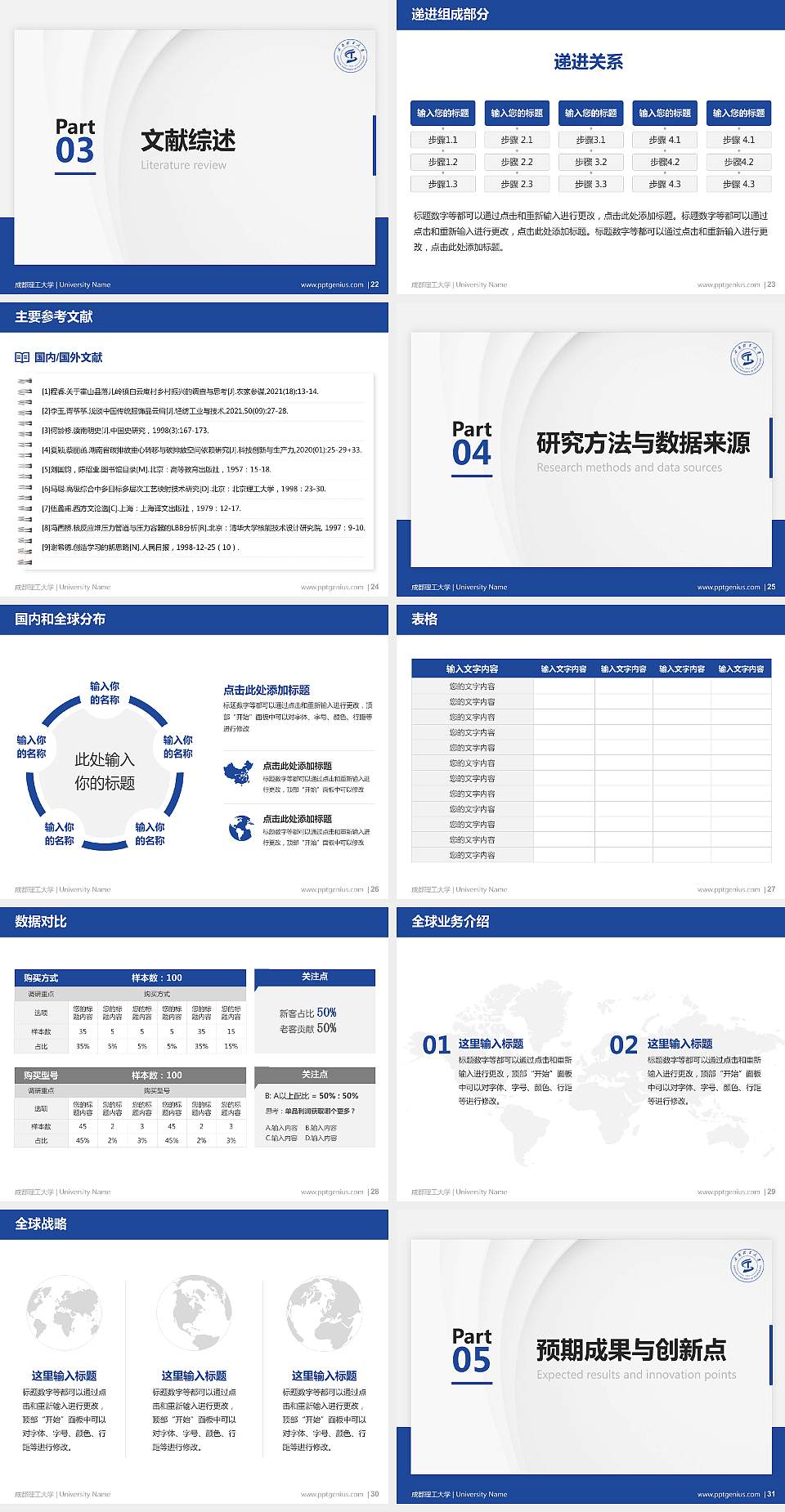 成都理工大学硕士研究生/本科生毕业论文答辩/开题报告通用PPT模板下载4:3格式幻灯片预览图4