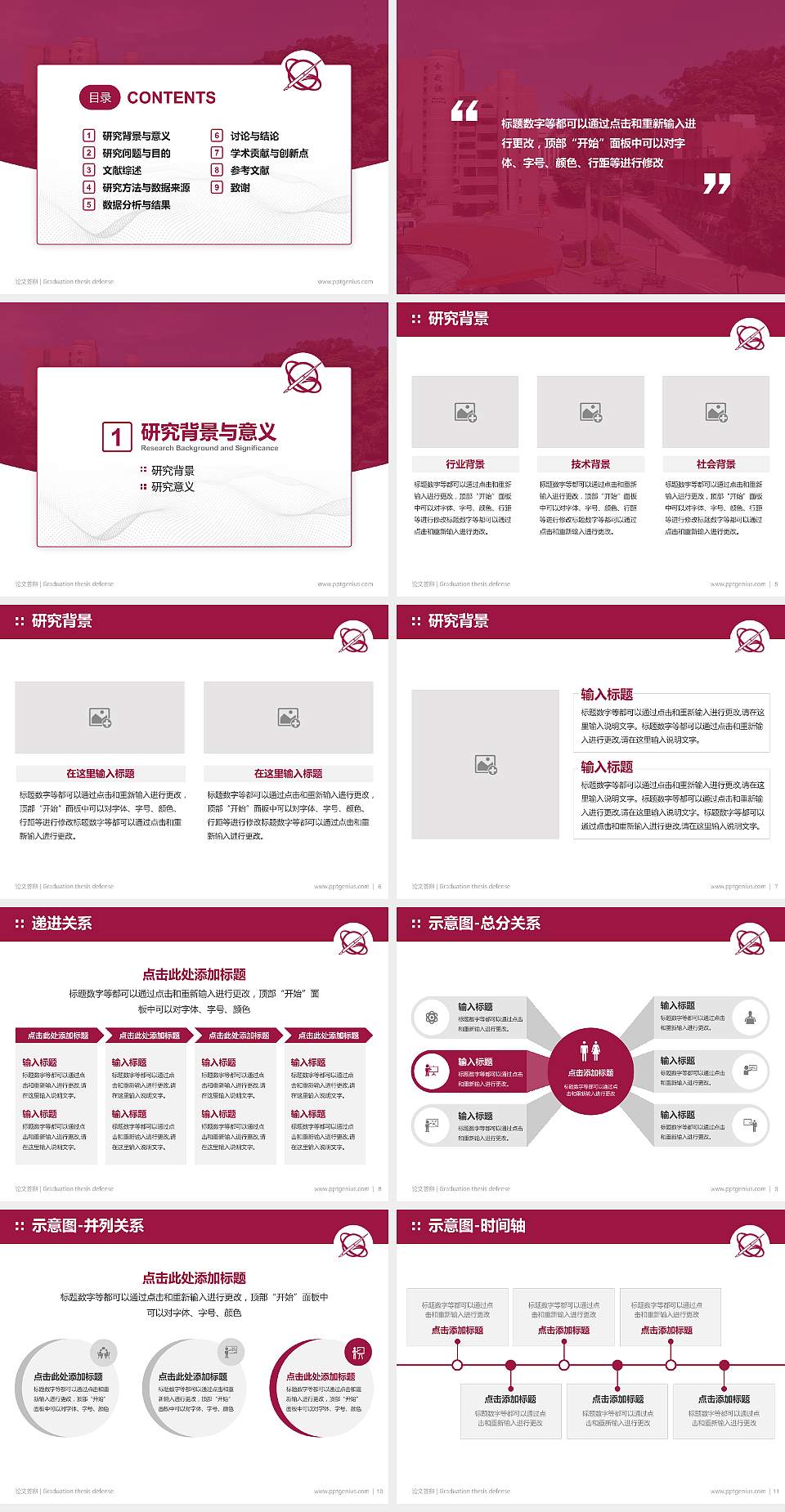 台湾世新大学论文答辩标准PPT模板4:3格式幻灯片预览图2