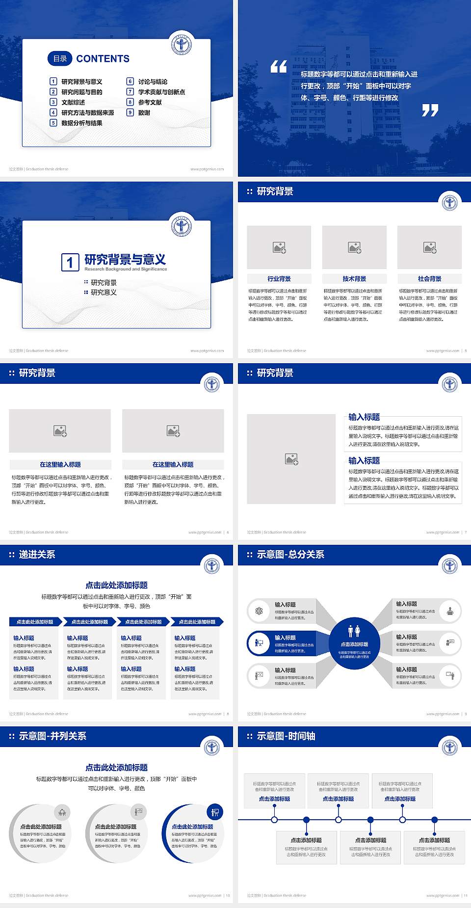 首都医科大学论文答辩标准PPT模板4:3格式幻灯片预览图2