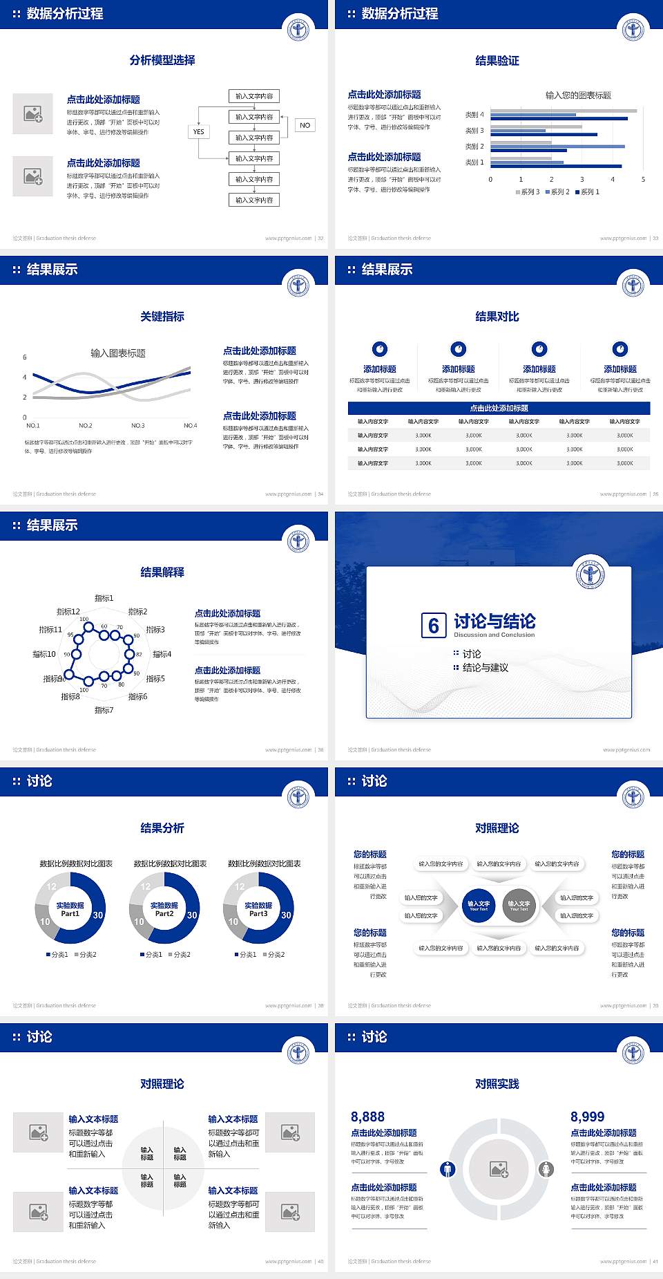 首都医科大学论文答辩标准PPT模板4:3格式幻灯片预览图5
