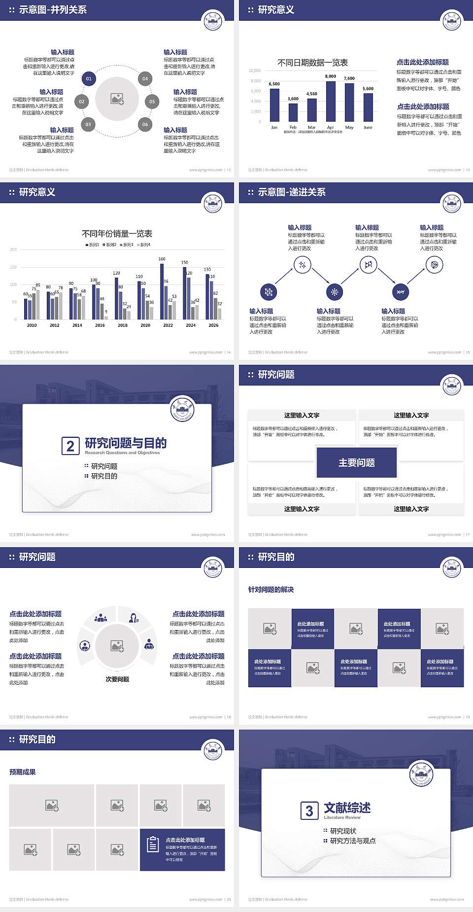 安徽大学论文答辩标准PPT模板4:3格式幻灯片预览图3