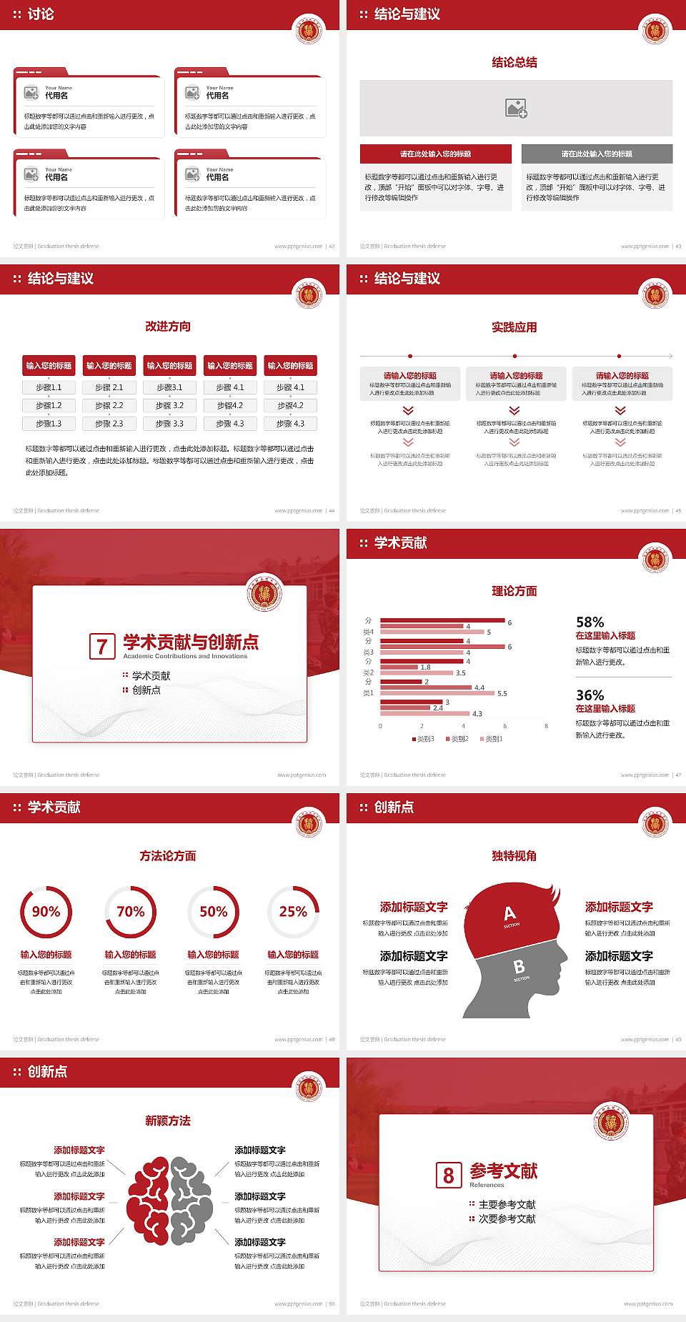 吉林职业技术学院论文答辩标准PPT模板4:3格式幻灯片预览图6