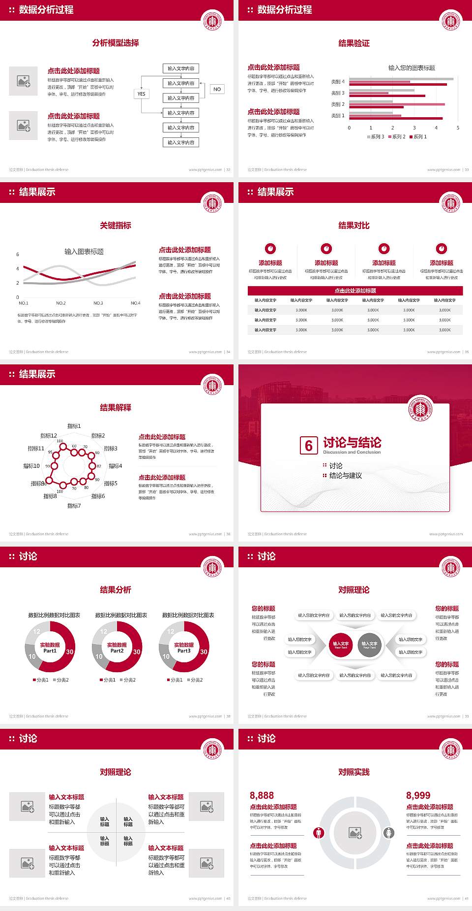 华东师范大学论文答辩标准PPT模板4:3格式幻灯片预览图5