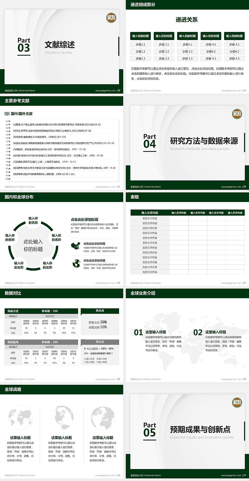 香港恒生大学硕士研究生/本科生毕业论文答辩/开题报告通用PPT模板下载4:3格式幻灯片预览图4