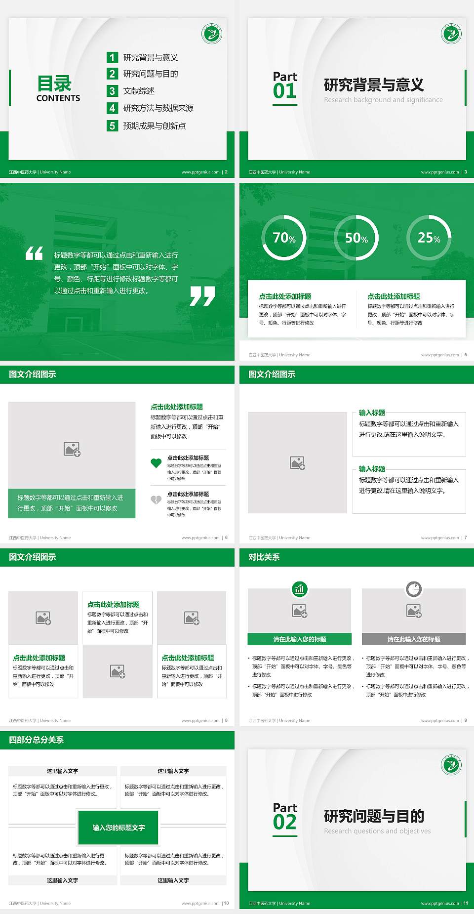 江西中医药大学硕士研究生/本科生毕业论文答辩/开题报告通用PPT模板下载4:3格式幻灯片预览图2