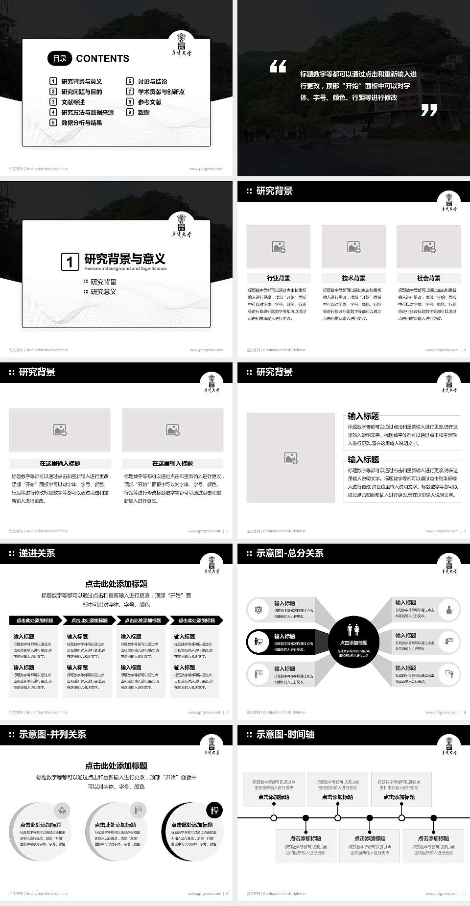 台湾华梵大学论文答辩标准PPT模板4:3格式幻灯片预览图2