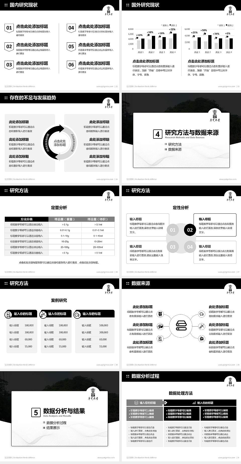台湾华梵大学论文答辩标准PPT模板4:3格式幻灯片预览图4