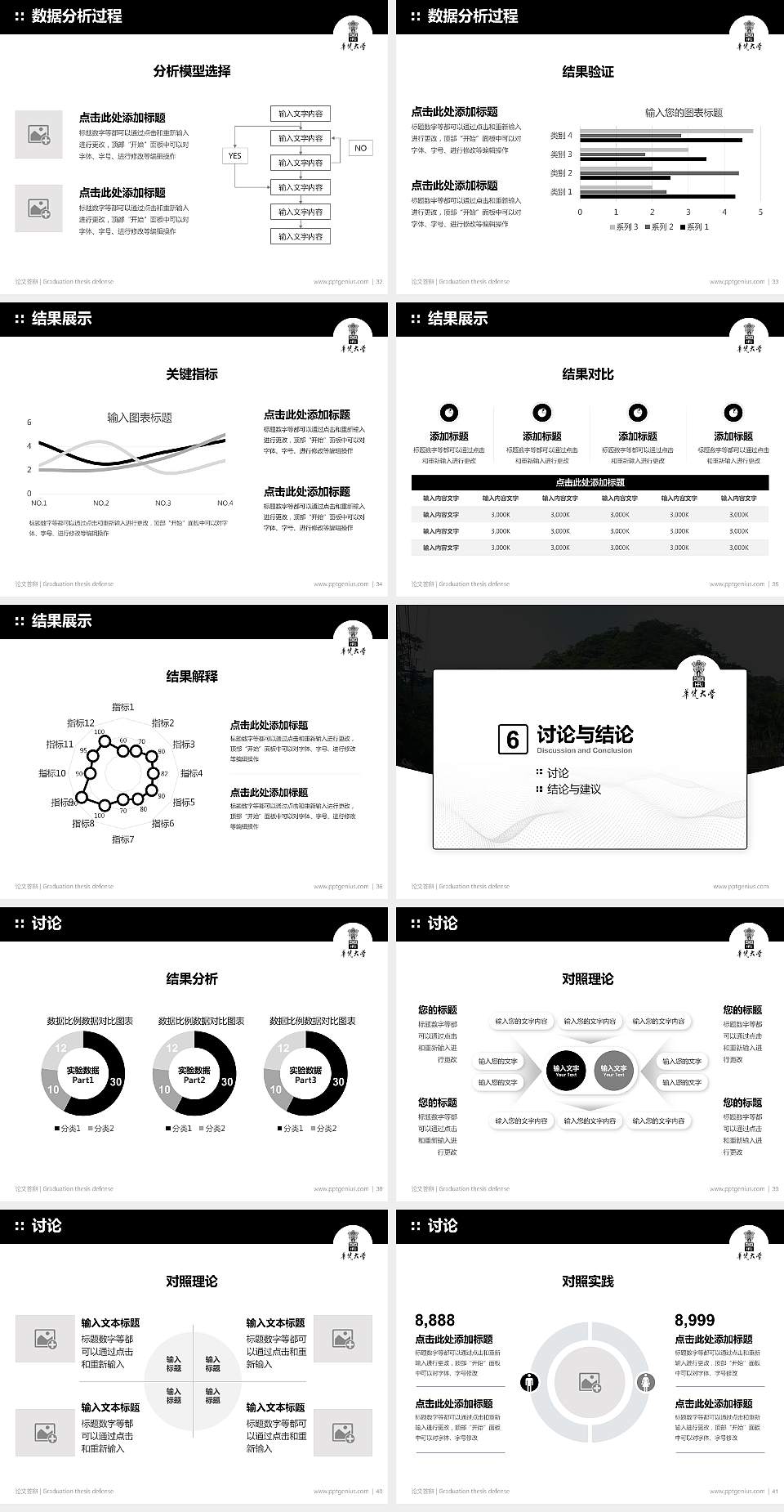 台湾华梵大学论文答辩标准PPT模板4:3格式幻灯片预览图5