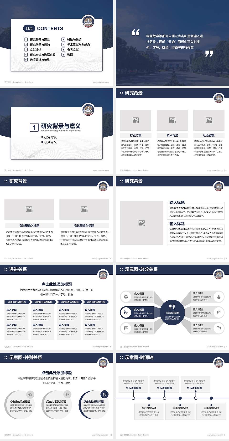 昆明城市学院论文答辩标准PPT模板4:3格式幻灯片预览图2