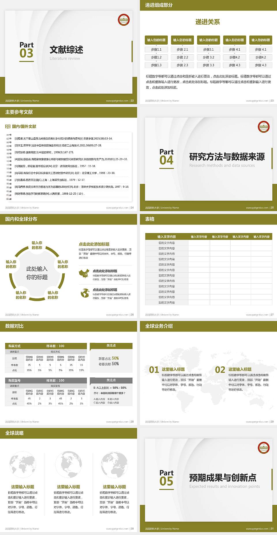 沈阳药科大学硕士研究生/本科生毕业论文答辩/开题报告通用PPT模板下载4:3格式幻灯片预览图4