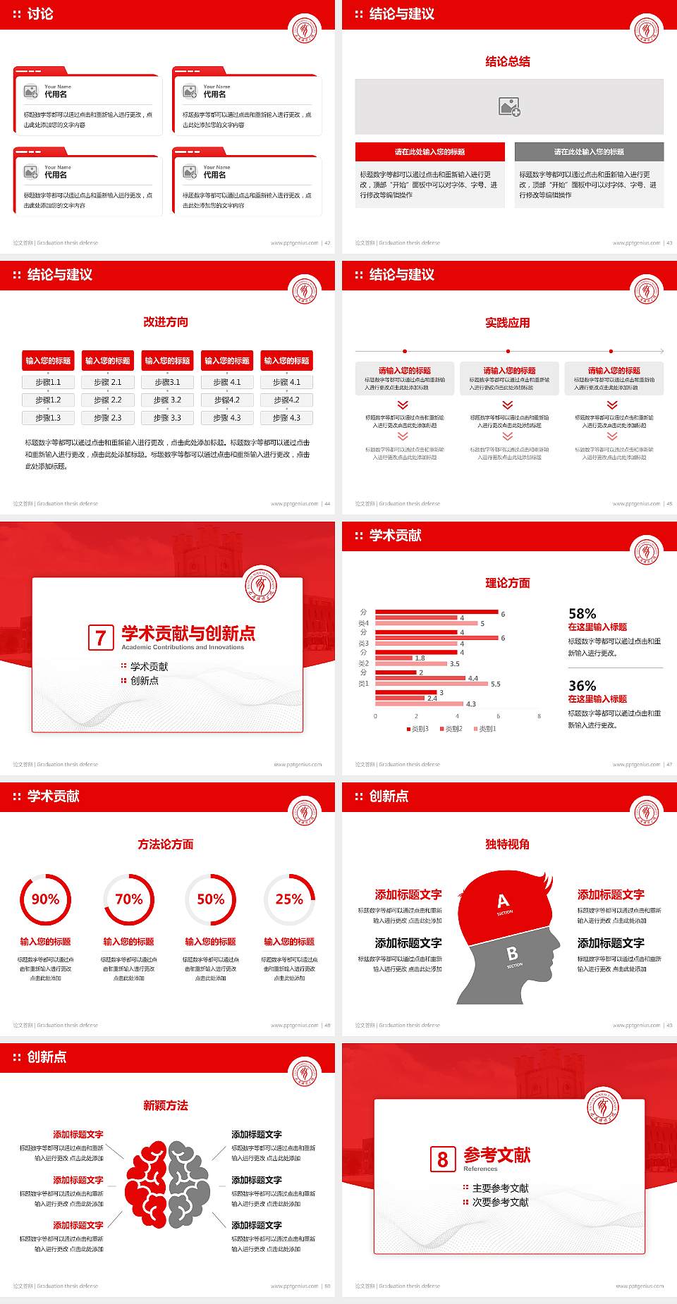 太原师范学院论文答辩标准PPT模板4:3格式幻灯片预览图6
