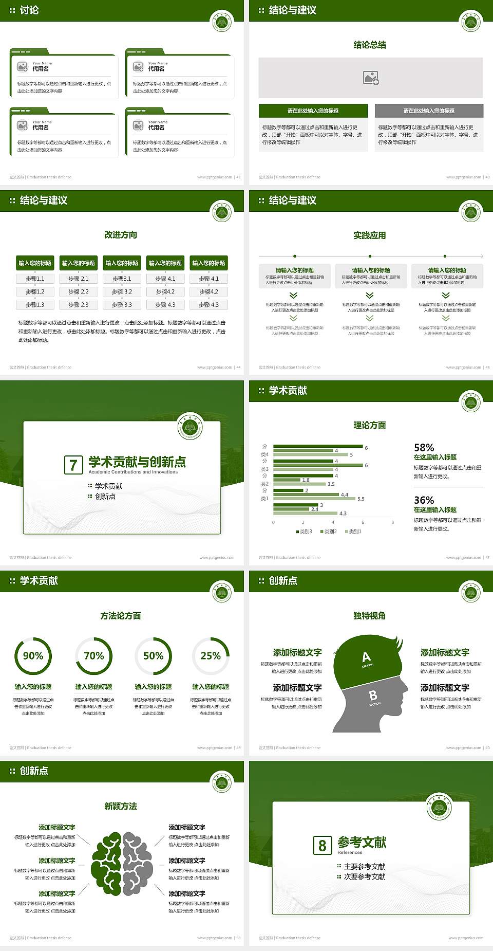 西南林业大学论文答辩标准PPT模板4:3格式幻灯片预览图6