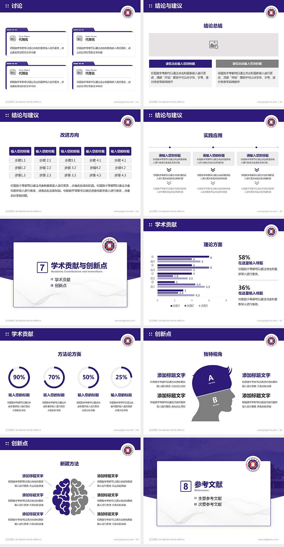 广东培正学院论文答辩标准PPT模板4:3格式幻灯片预览图6