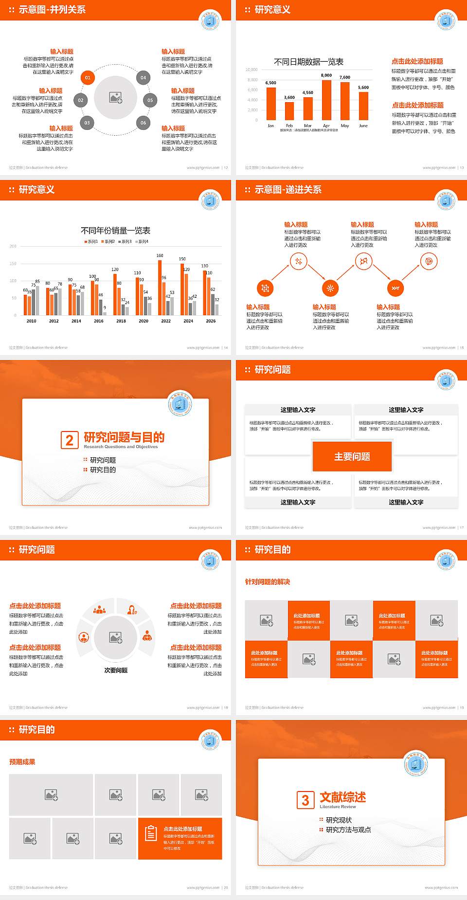 忻州师范学院论文答辩标准PPT模板4:3格式幻灯片预览图3