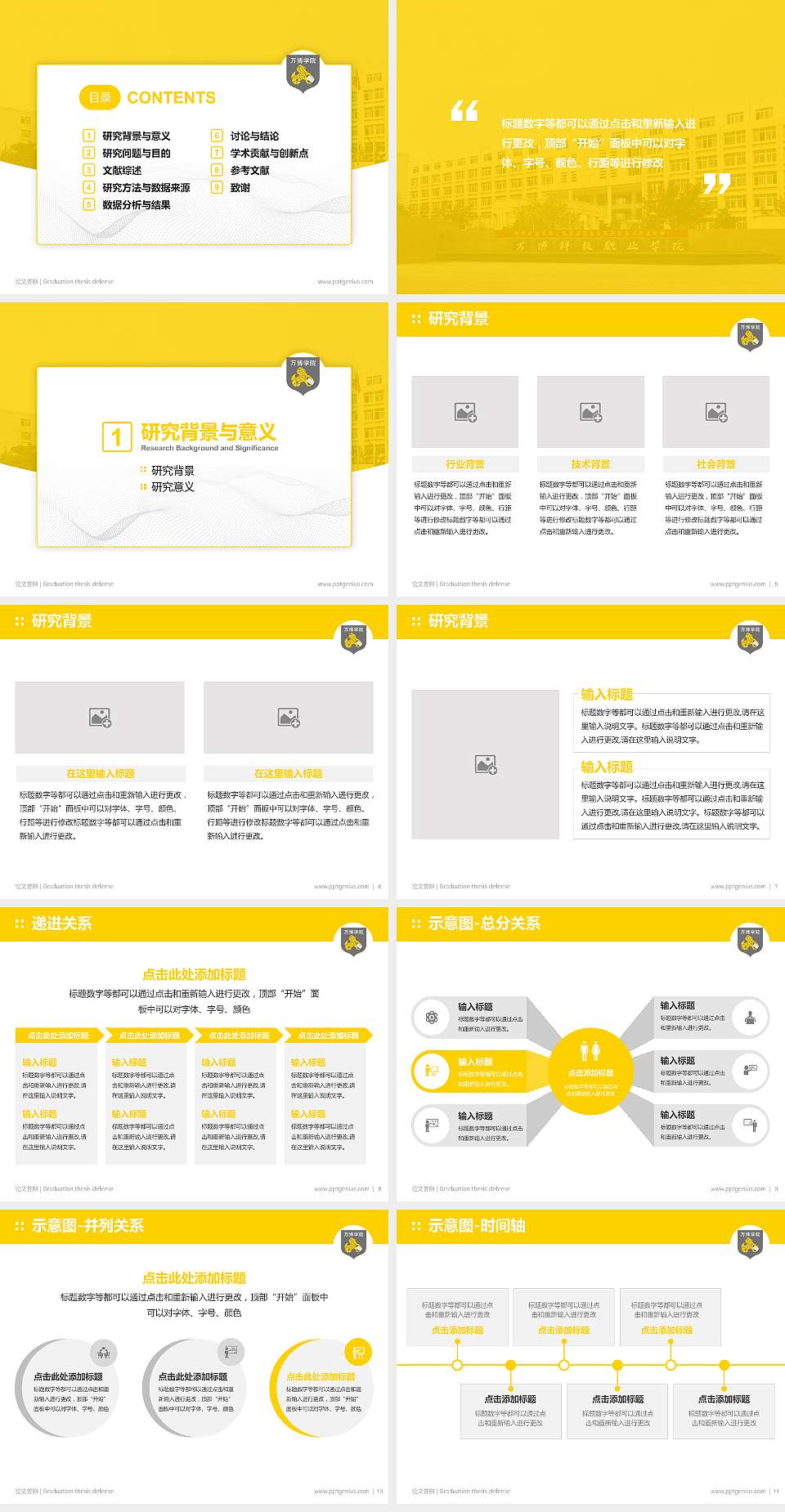 民办万博科技职业学院论文答辩标准PPT模板4:3格式幻灯片预览图2