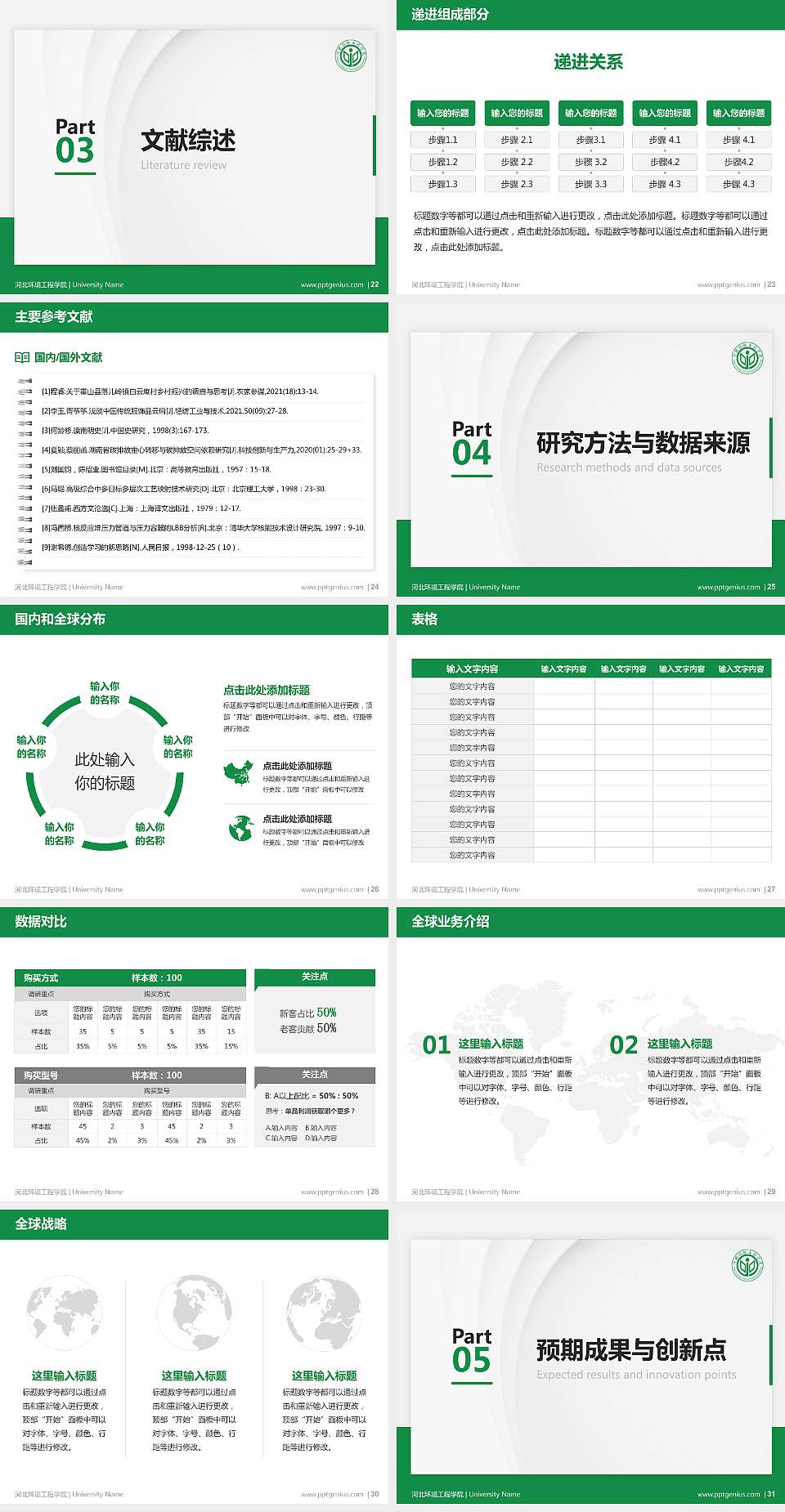 河北环境工程学院硕士研究生/本科生毕业论文答辩/开题报告通用PPT模板下载4:3格式幻灯片预览图4