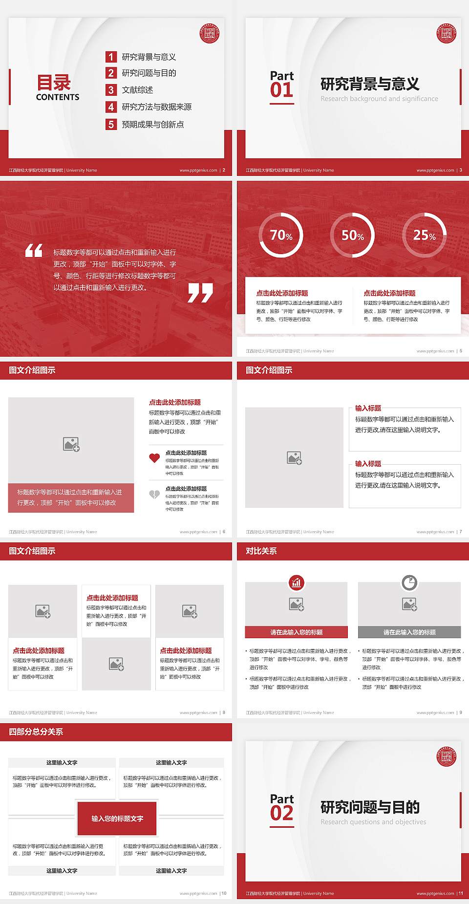 江西财经大学现代经济管理学院硕士研究生/本科生毕业论文答辩/开题报告通用PPT模板下载4:3格式幻灯片预览图2