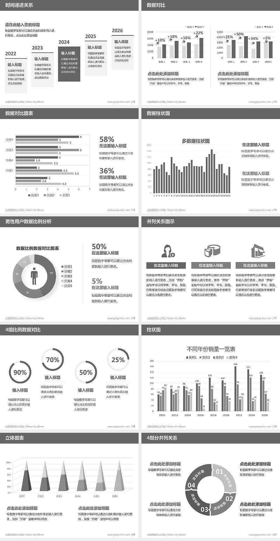 太原旅游职业学院硕士研究生/本科生毕业论文答辩/开题报告通用PPT模板下载4:3格式幻灯片预览图3