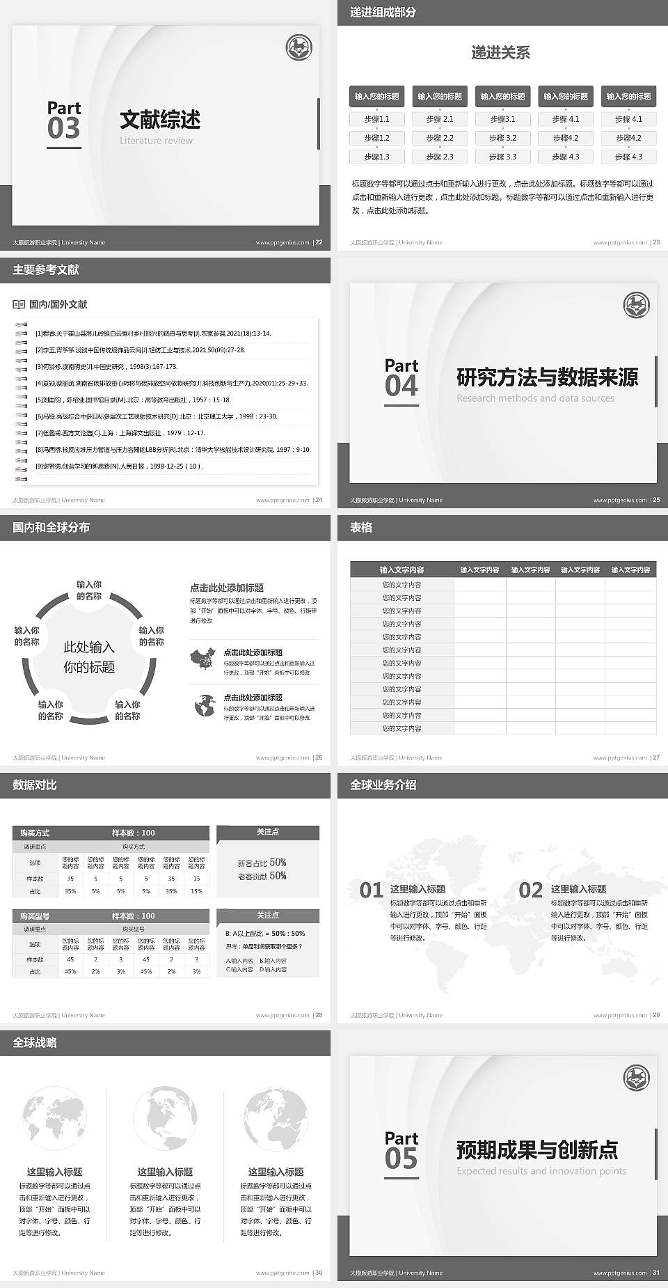 太原旅游职业学院硕士研究生/本科生毕业论文答辩/开题报告通用PPT模板下载4:3格式幻灯片预览图4