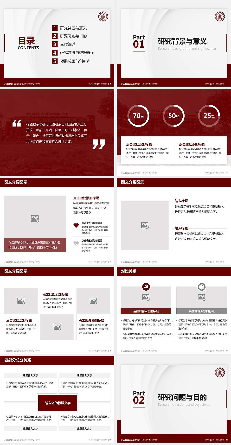 广西金融职业技术学院硕士研究生/本科生毕业论文答辩/开题报告通用PPT模板下载4:3格式幻灯片预览图2