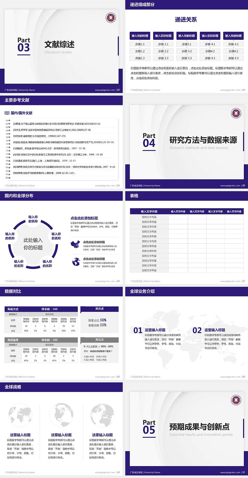 广东培正学院硕士研究生/本科生毕业论文答辩/开题报告通用PPT模板下载4:3格式幻灯片预览图4
