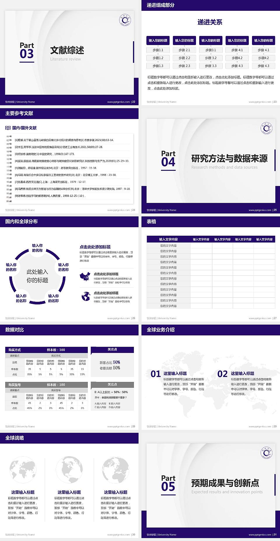 钦州学院硕士研究生/本科生毕业论文答辩/开题报告通用PPT模板下载4:3格式幻灯片预览图4