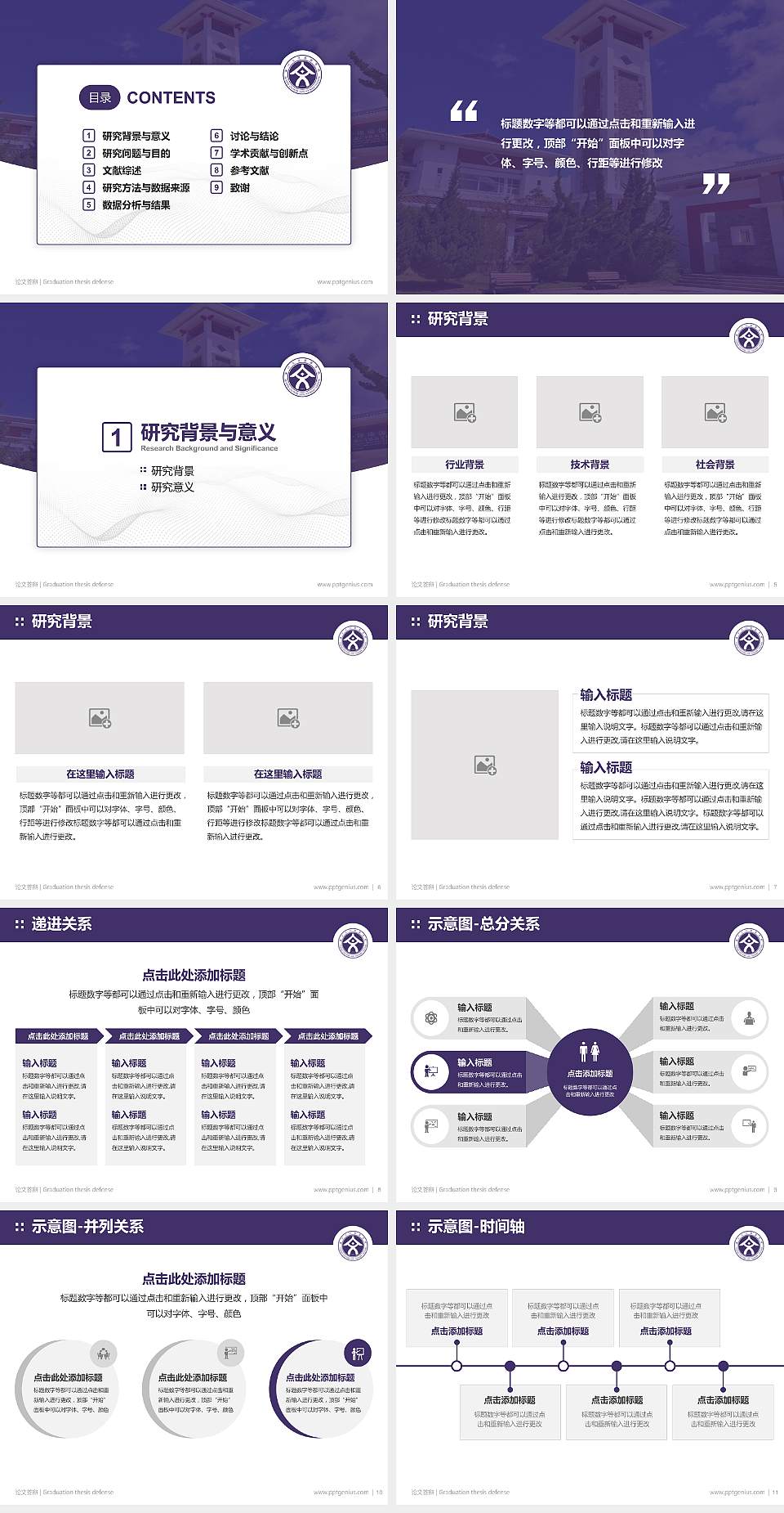 丽江文化旅游学院论文答辩标准PPT模板4:3格式幻灯片预览图2